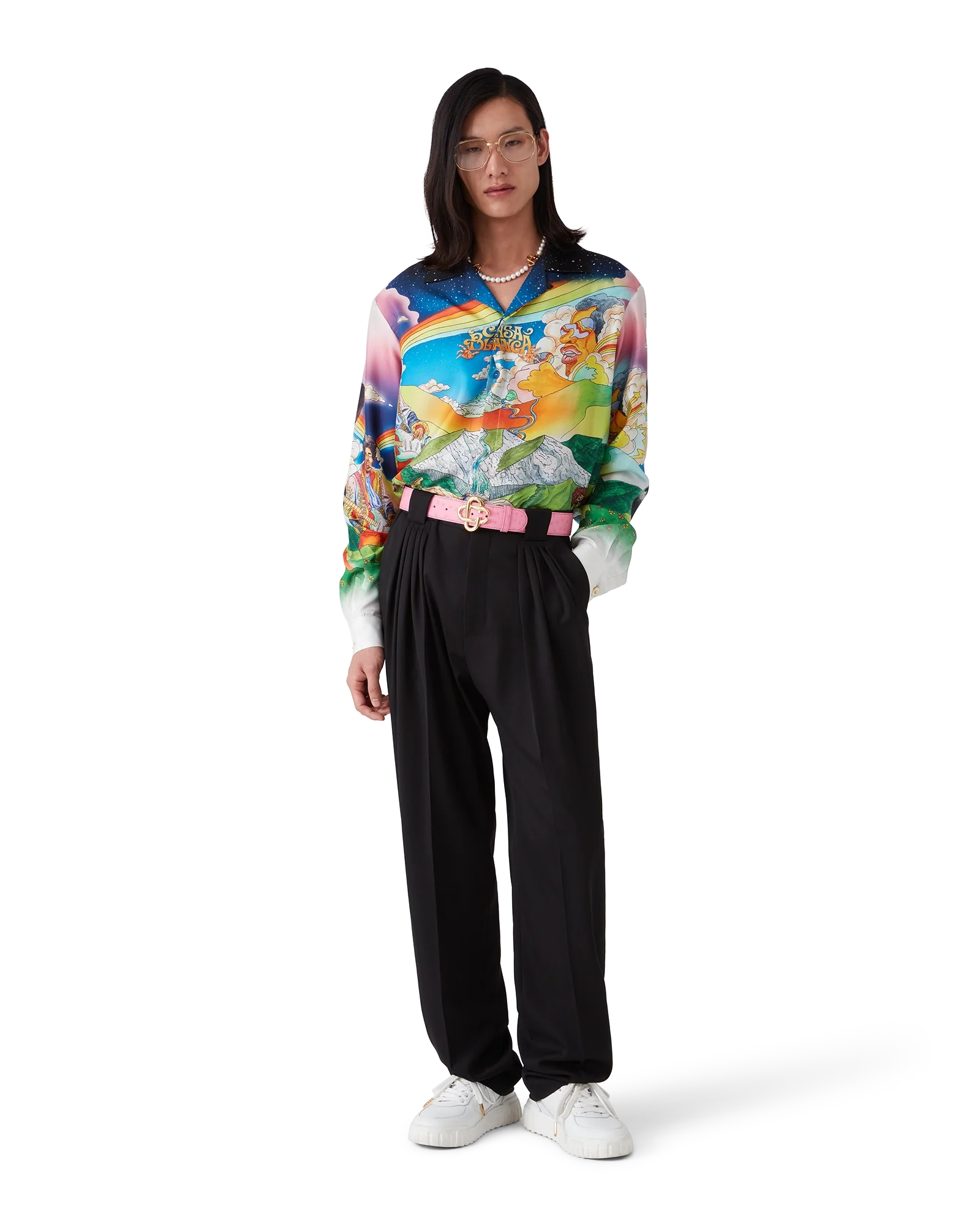 Pink Embossed CC Logo Belt