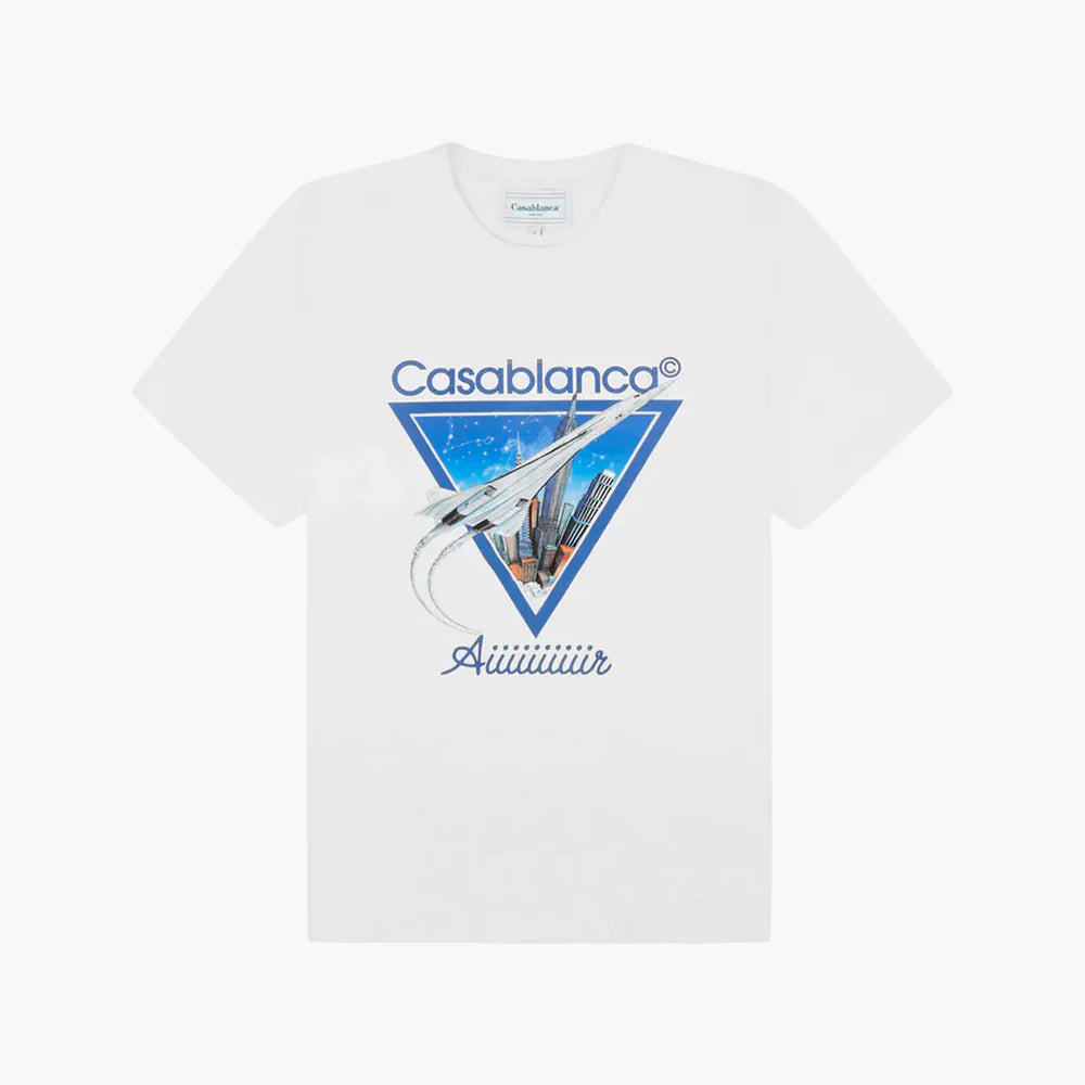 Casablanca T-Shirt Aiiiiir Print Organic Blanc