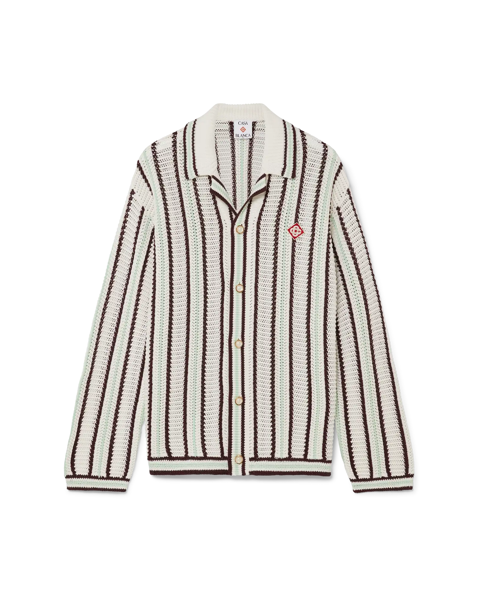Striped Cotton Crochet Shirt
