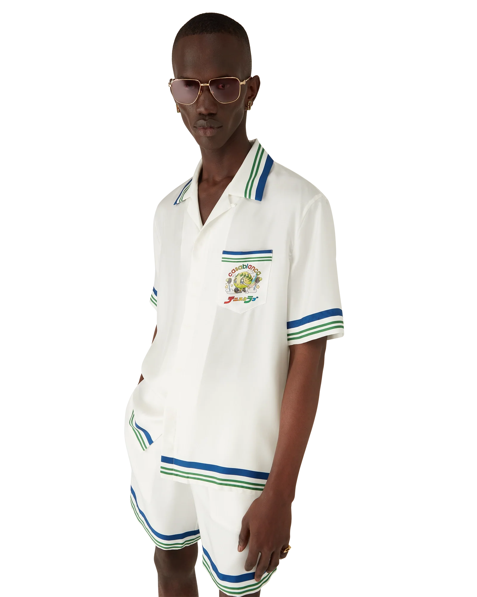 Tennis Mascot Short Sleeve Silk Twill Shirt