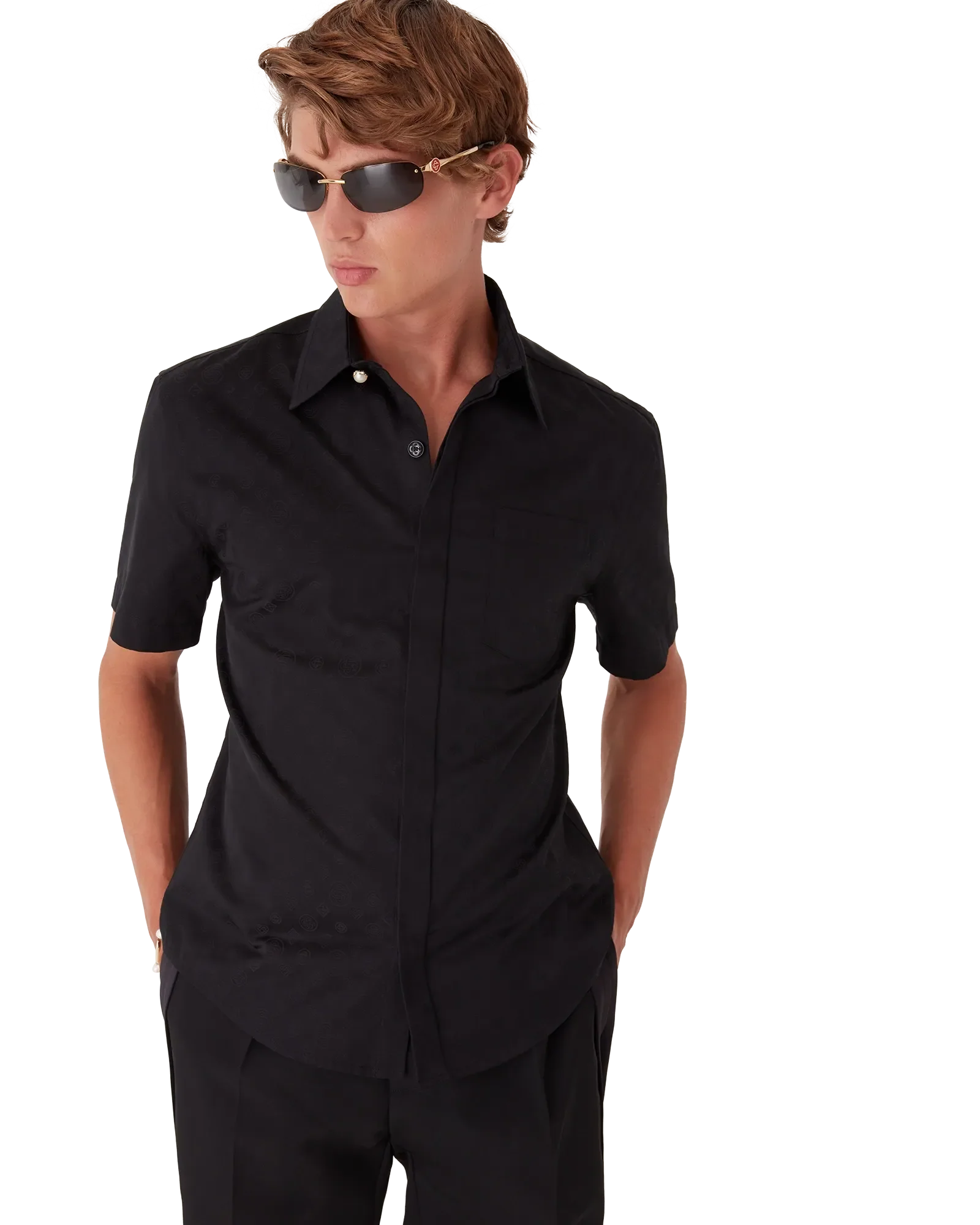Cotton Monogram Short Sleeve Shirt