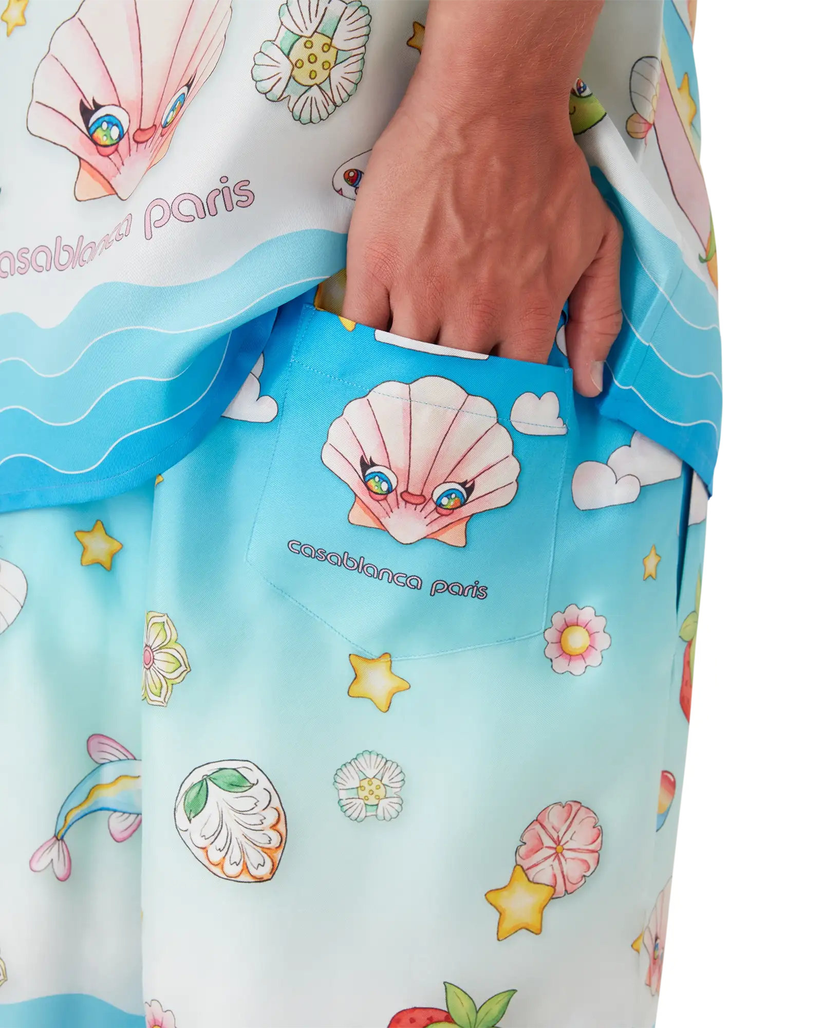 Kawaii Motif Silk Twill Shorts