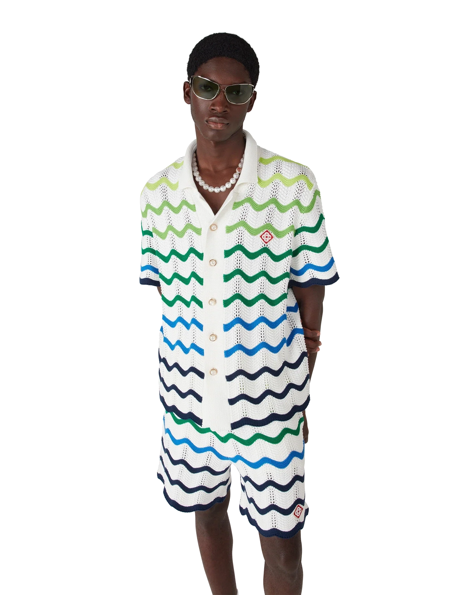 Wave Short Sleeve Knitted Shirt