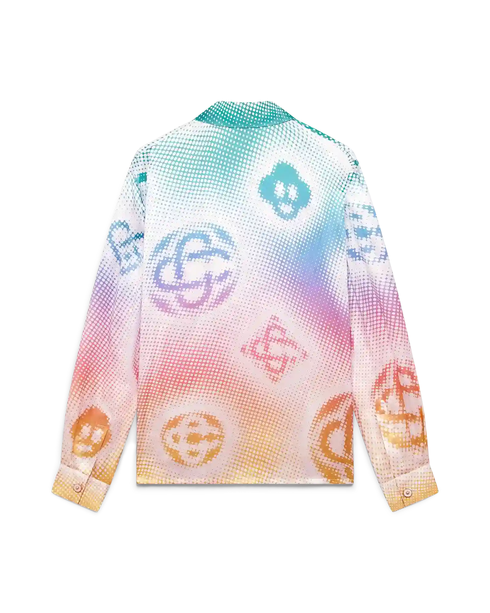 Halftone Logo Long Sleeve Silk Shirt