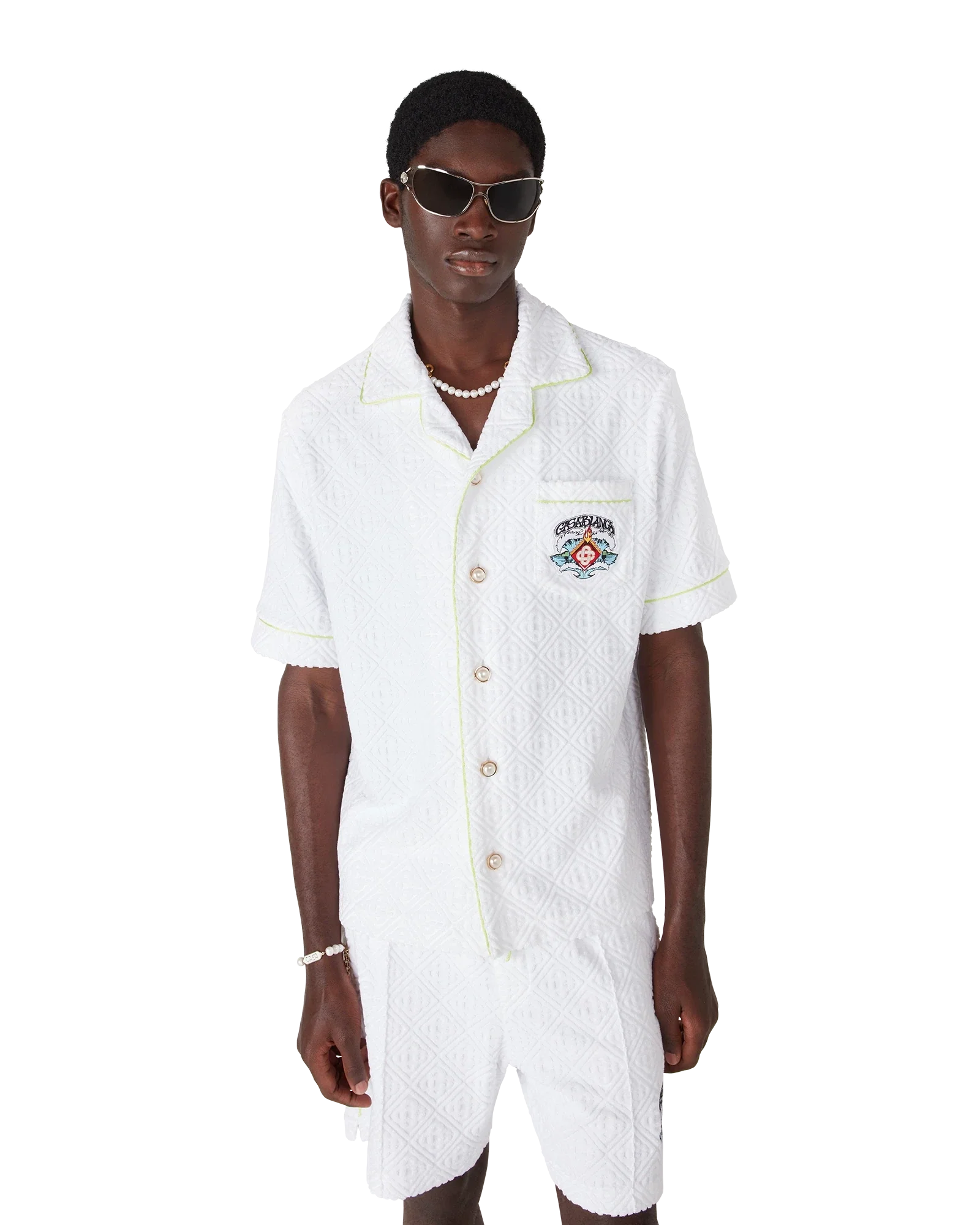 White Short Sleeve Towelling Shirt