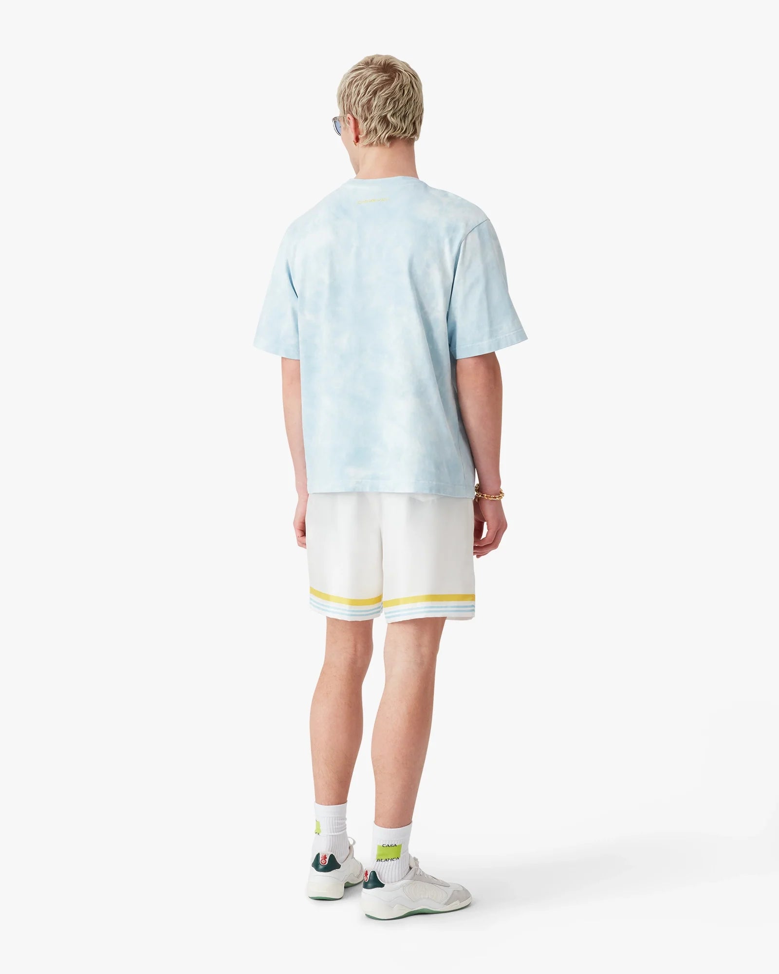 Blue Tie Dye Oversized CC Smile Short Sleeve T-Shirt