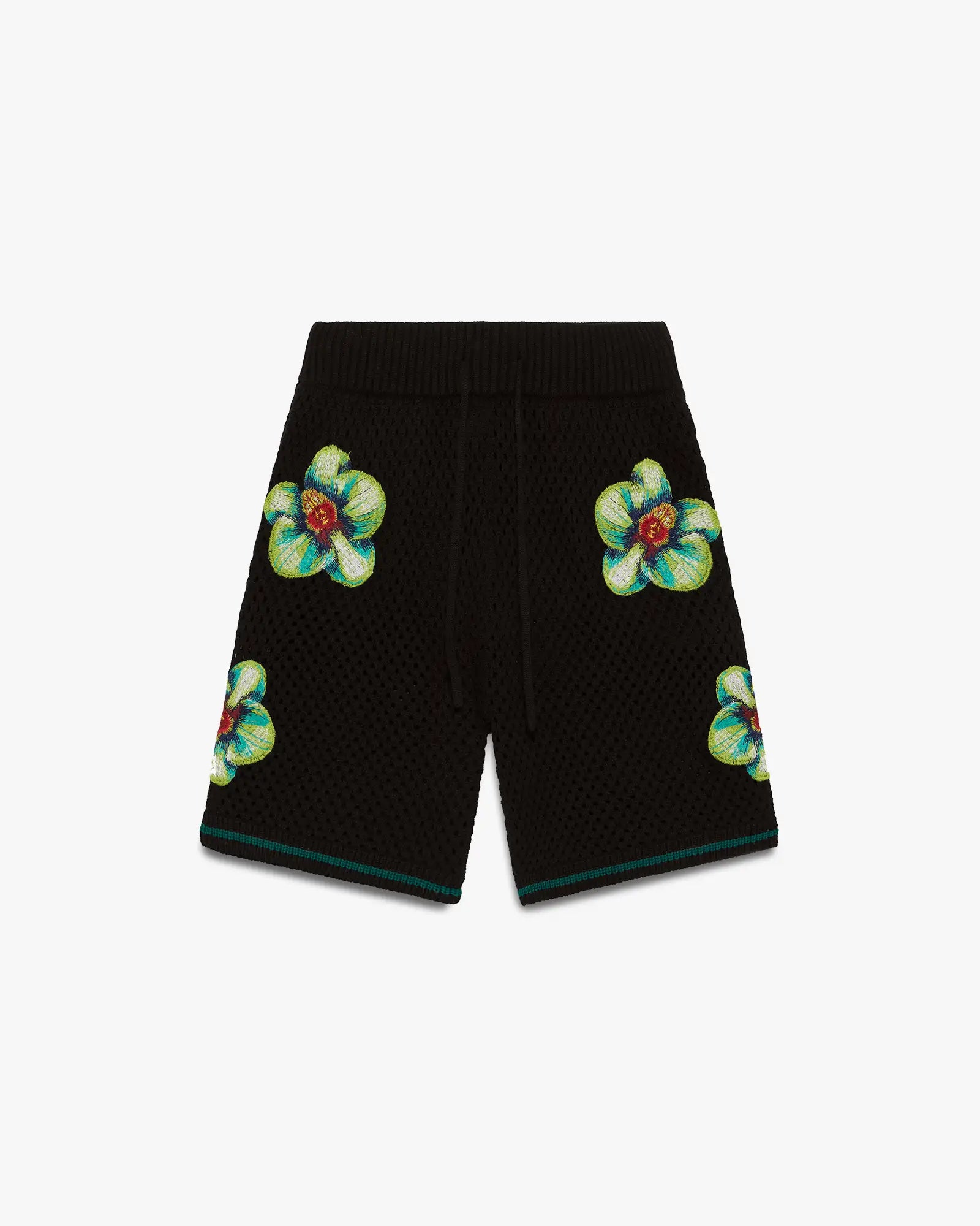 Glitch Orchid Embroidered Crochet Shorts