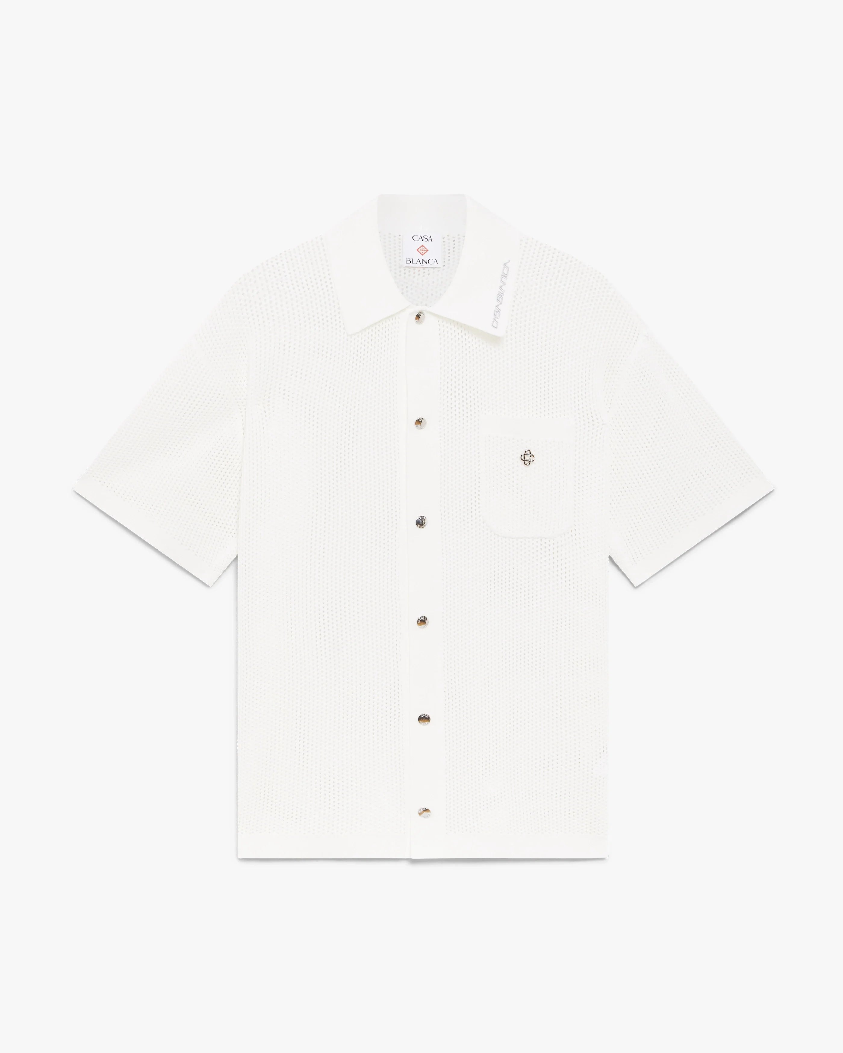 White Short Sleeve Mesh Shirt