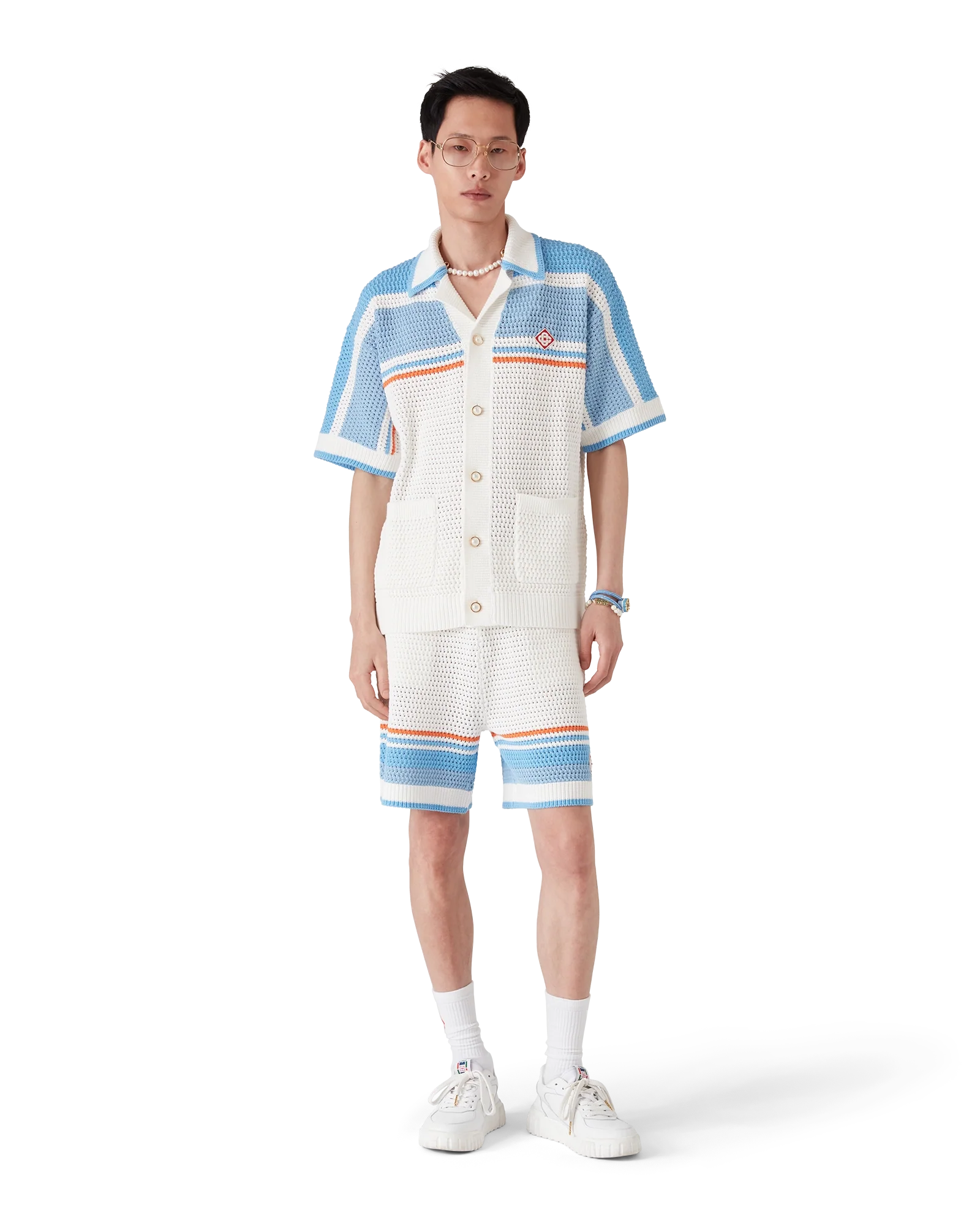 Cotton Tennis Short Sleeve Crochet Shirt