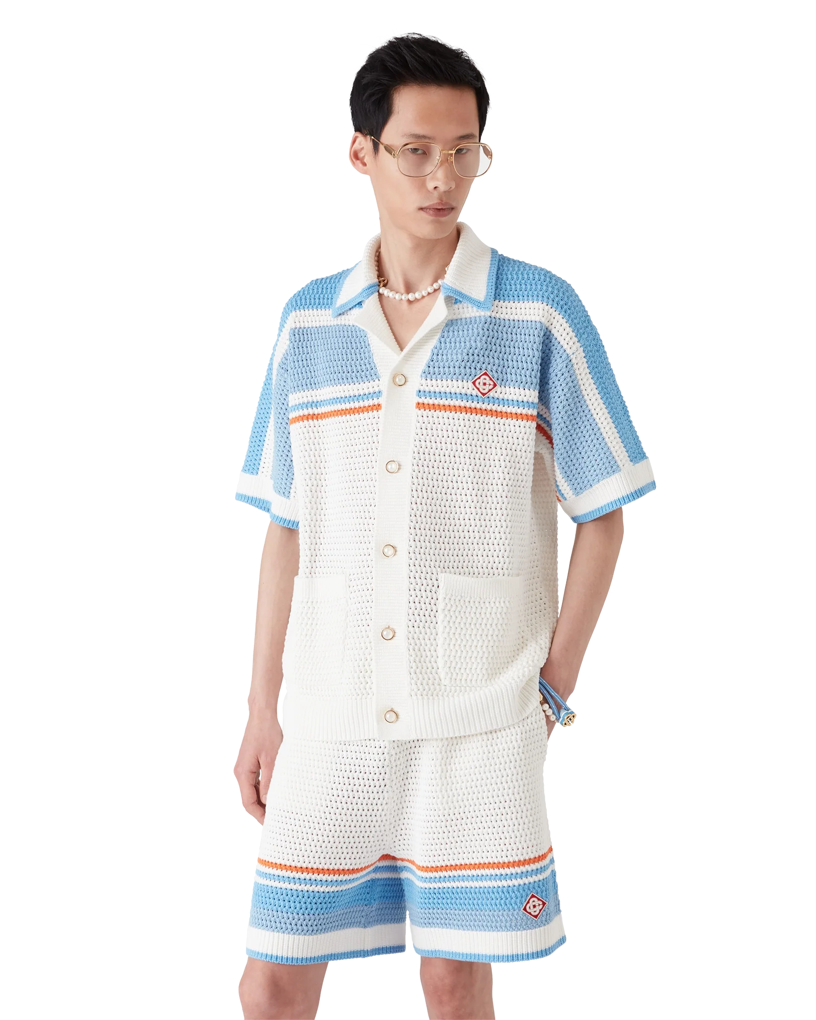 Cotton Tennis Short Sleeve Crochet Shirt