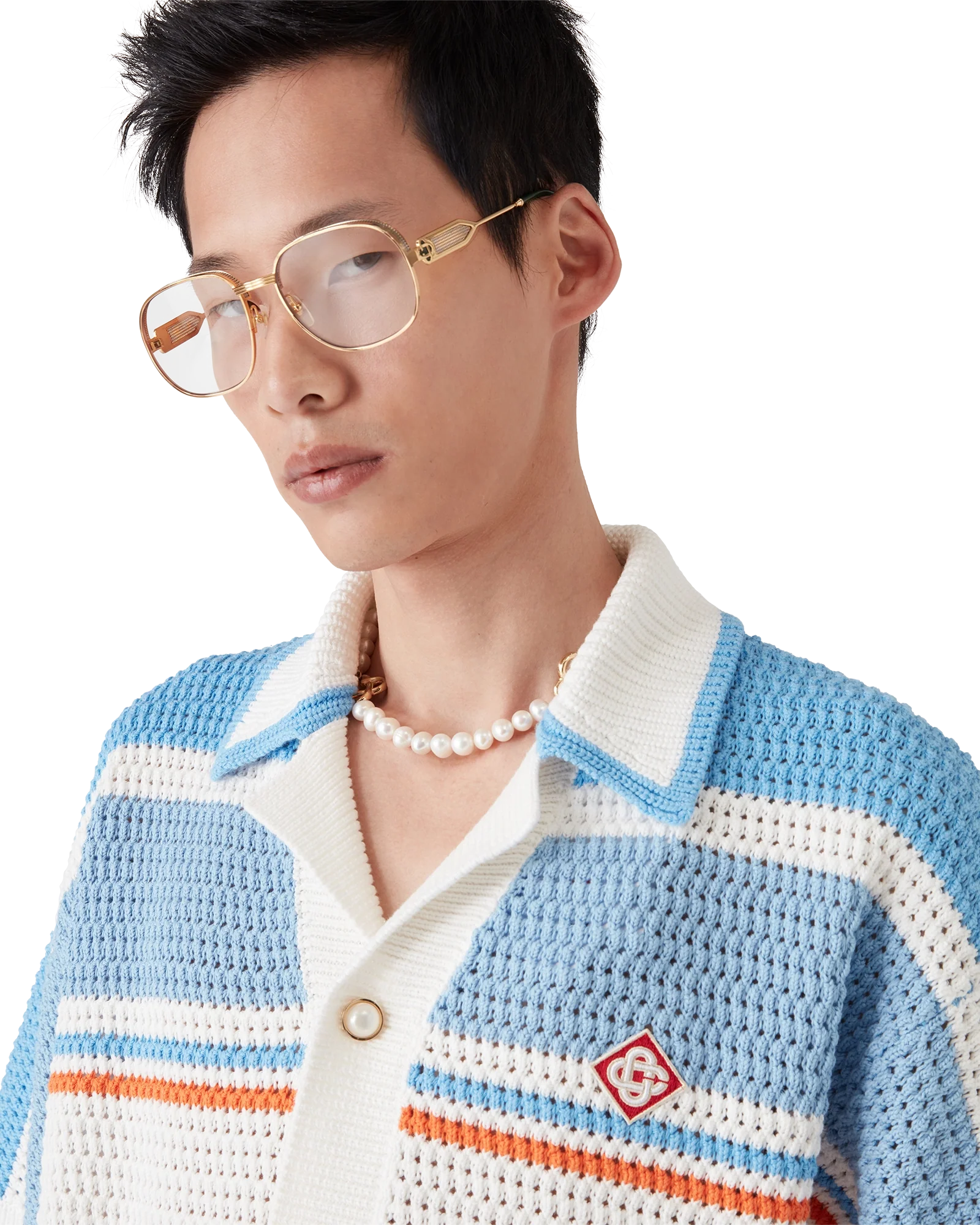 Cotton Tennis Short Sleeve Crochet Shirt