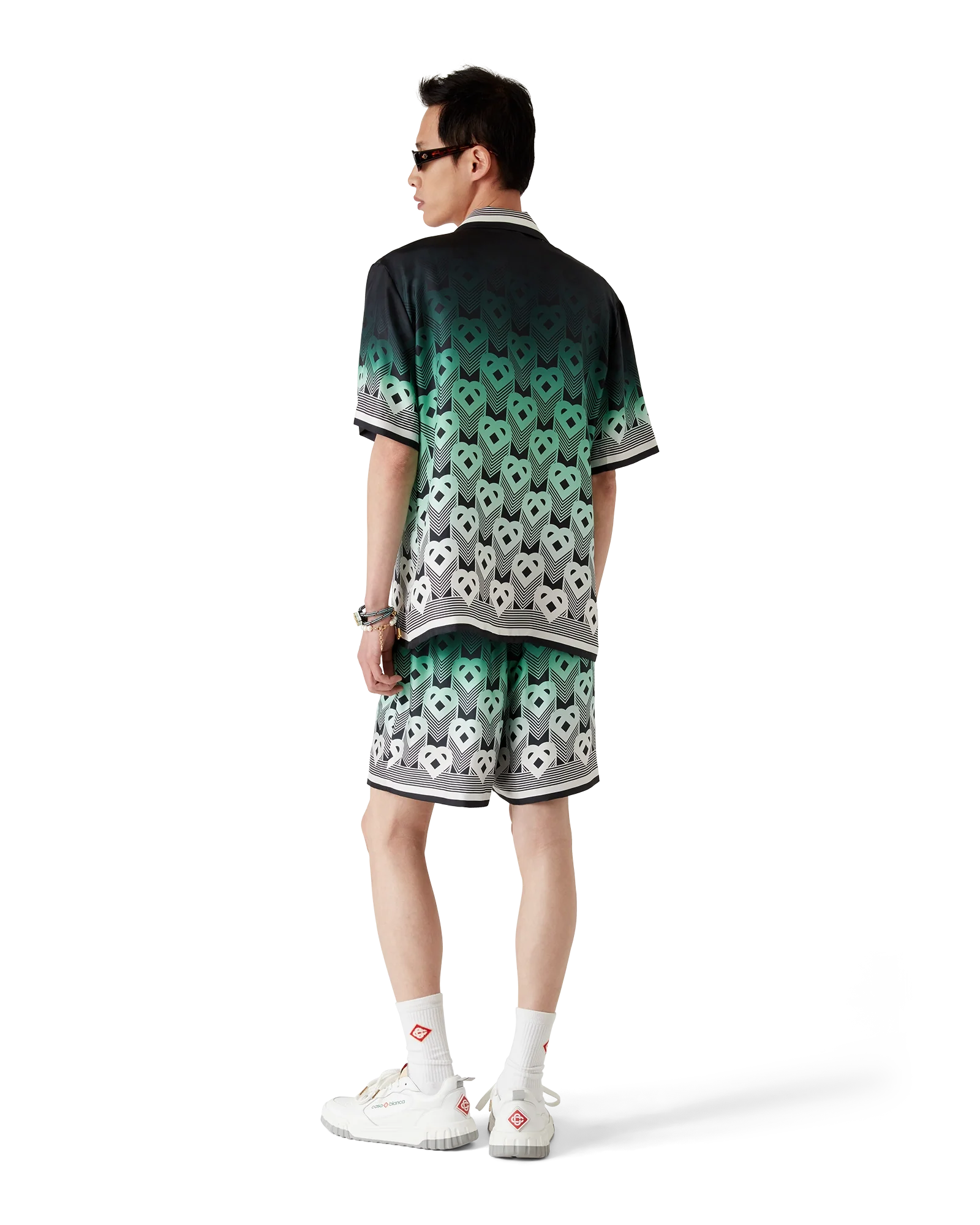 Gradient Monogram Short Sleeve Silk Shirt