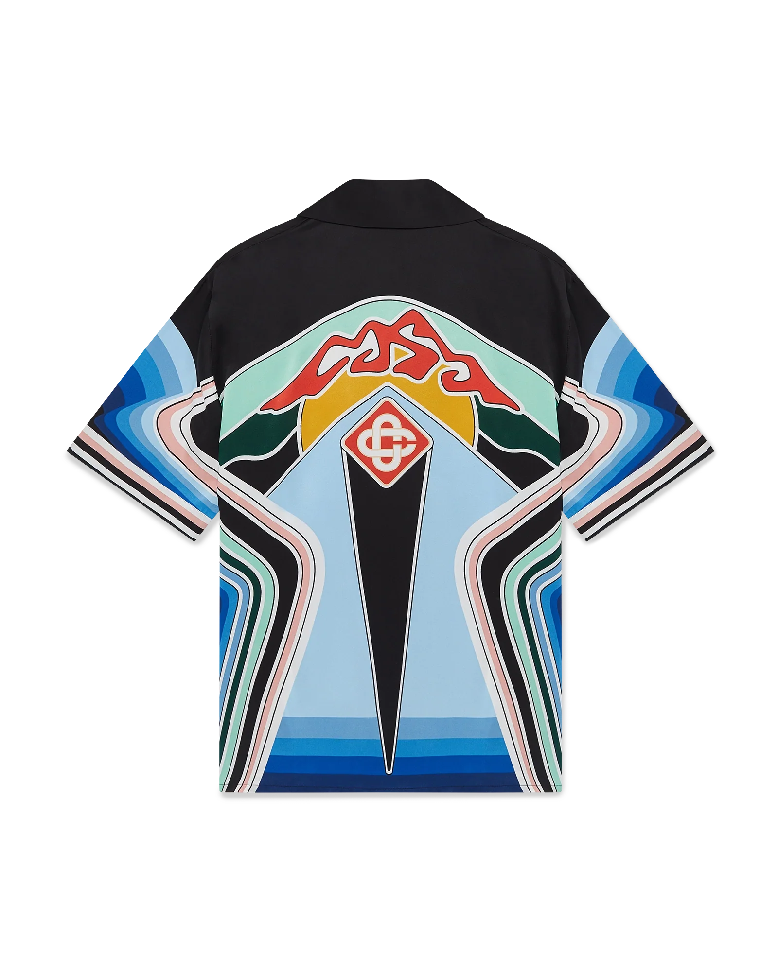 Graphic Mountain Short Sleeve Silk Shirt