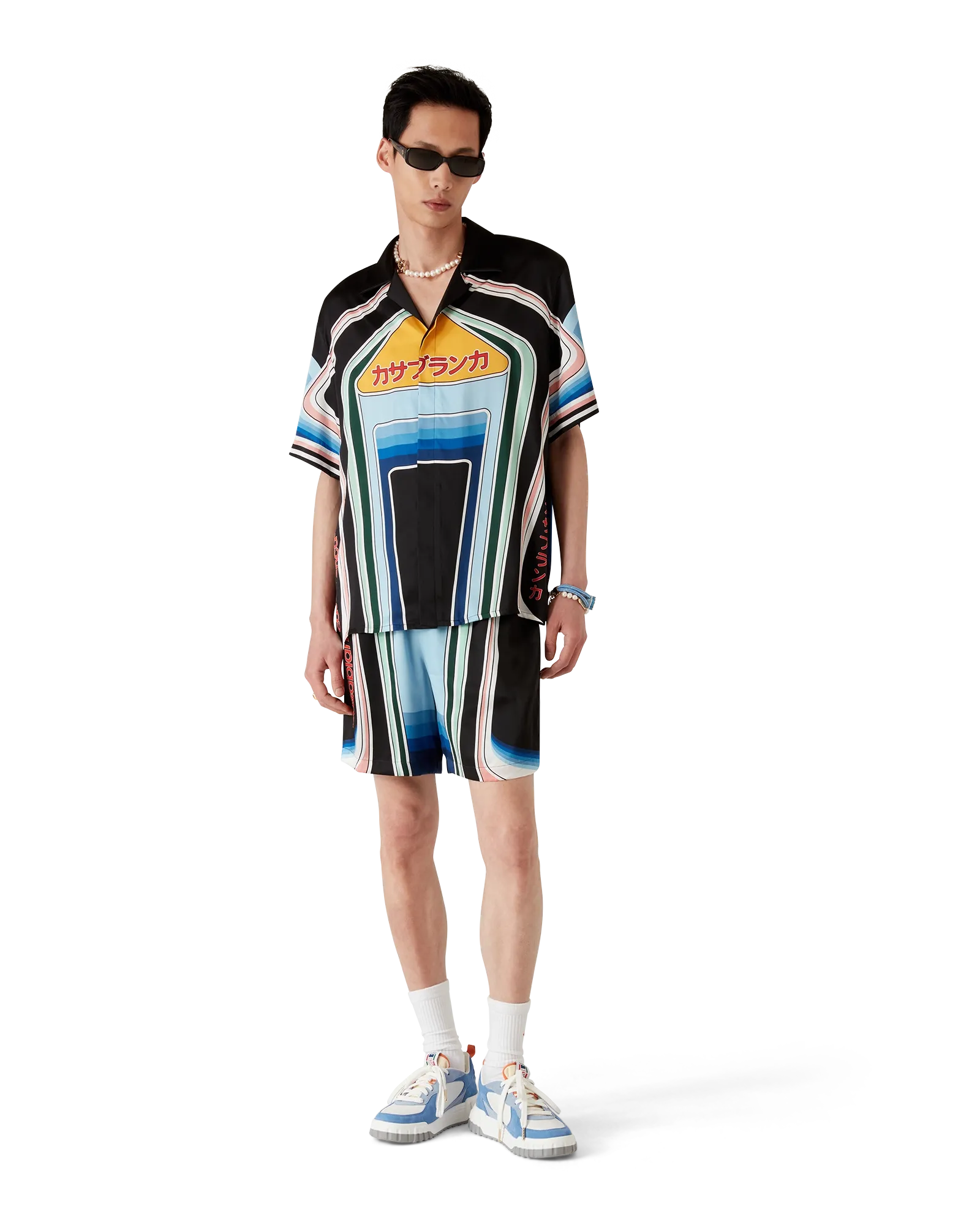 Graphic Mountain Short Sleeve Silk Shirt