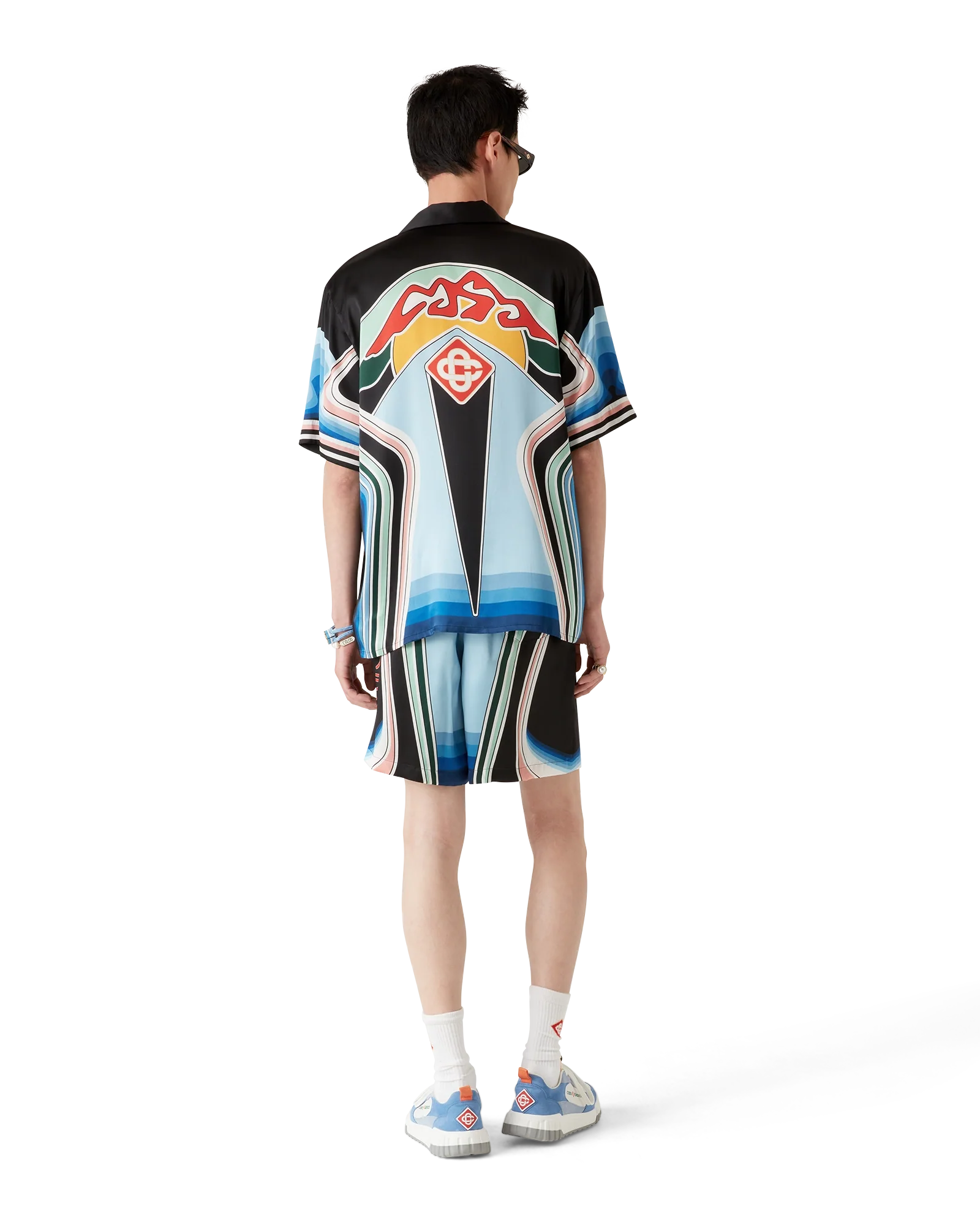 Graphic Mountain Short Sleeve Silk Shirt