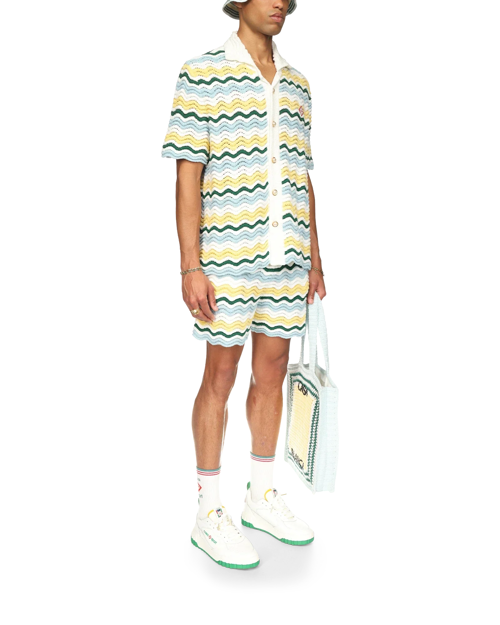 Wavy Short Sleeve Boucle Shirt