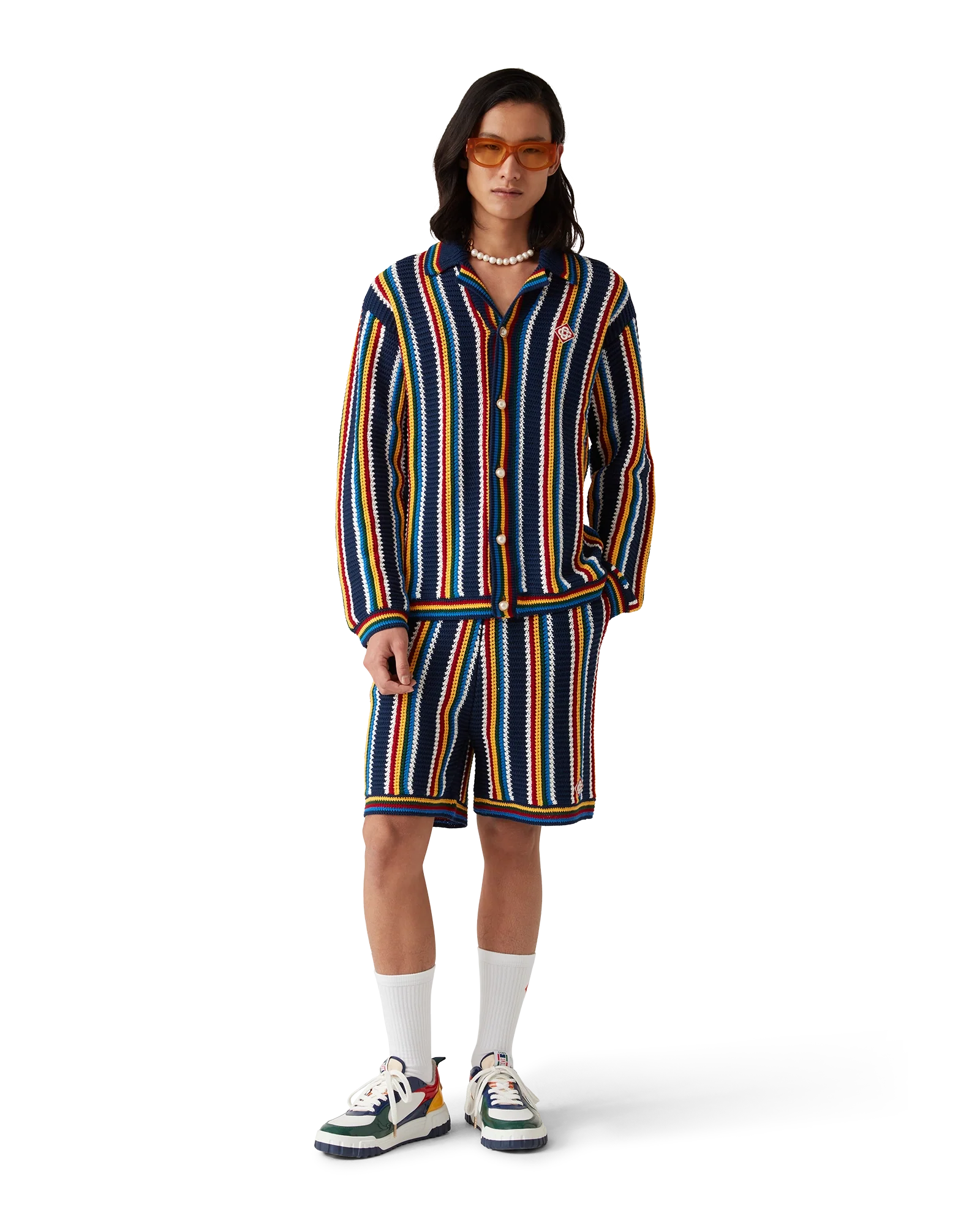 Crochet Long Sleeve Stripe Shirt