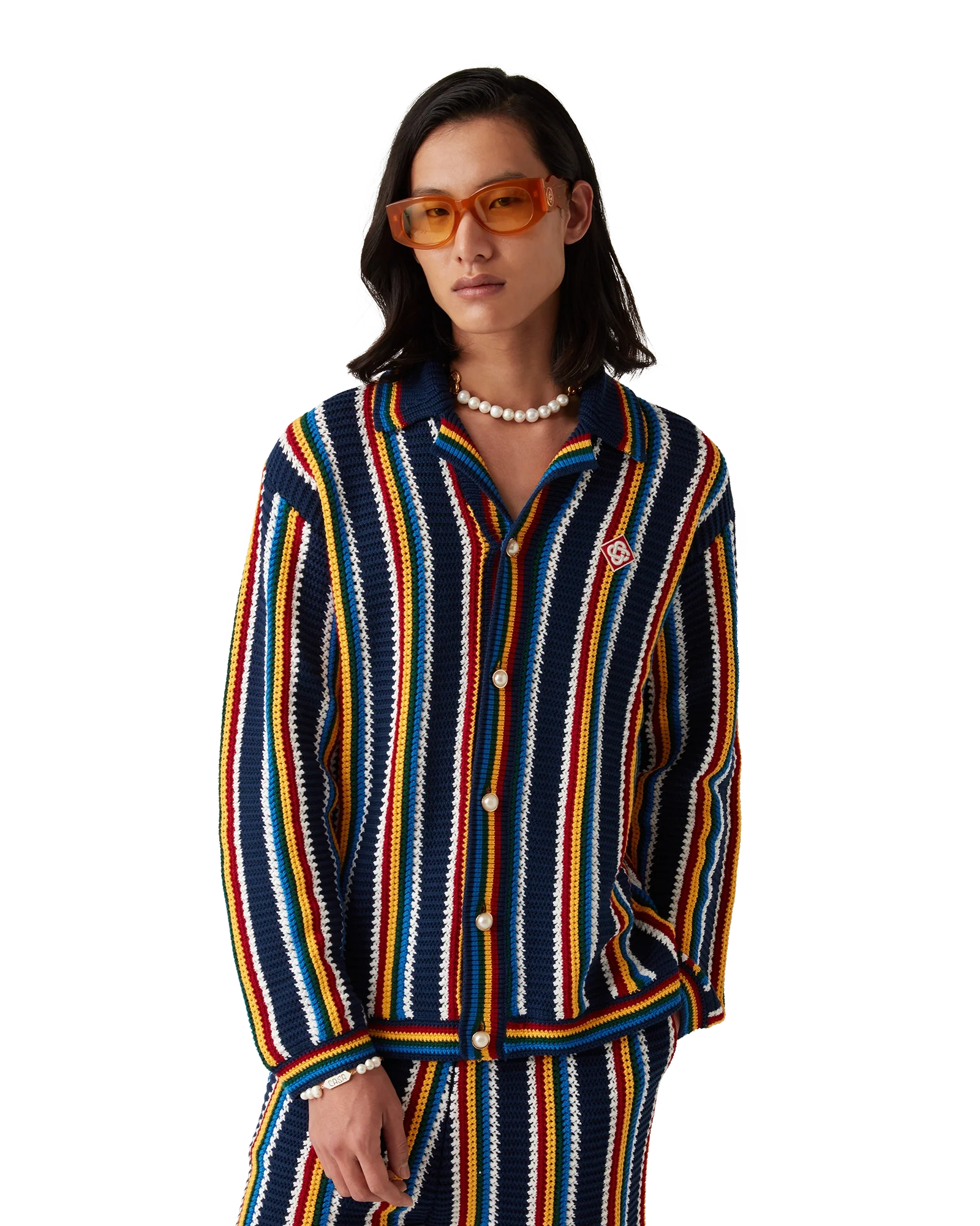 Crochet Long Sleeve Stripe Shirt