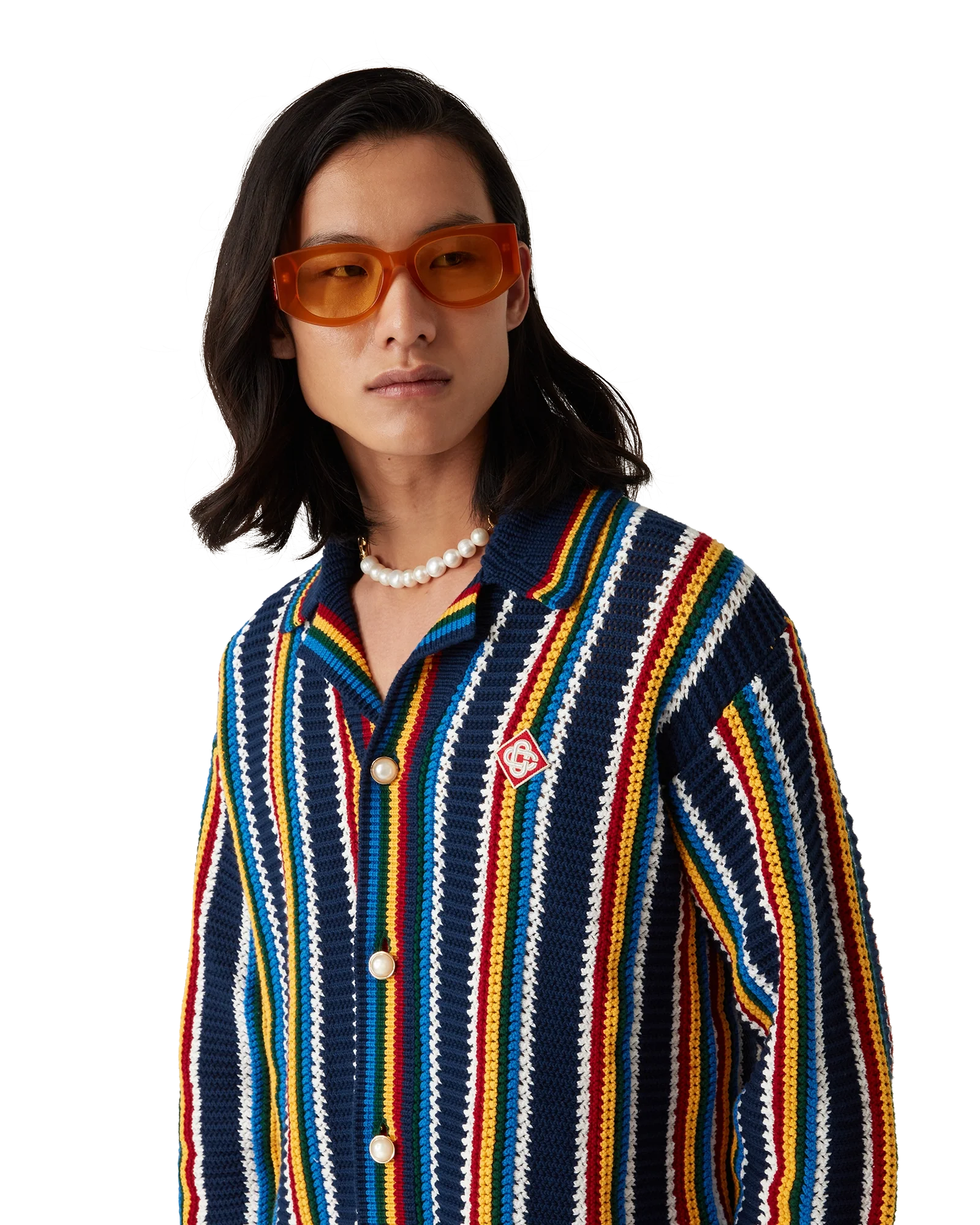 Crochet Long Sleeve Stripe Shirt