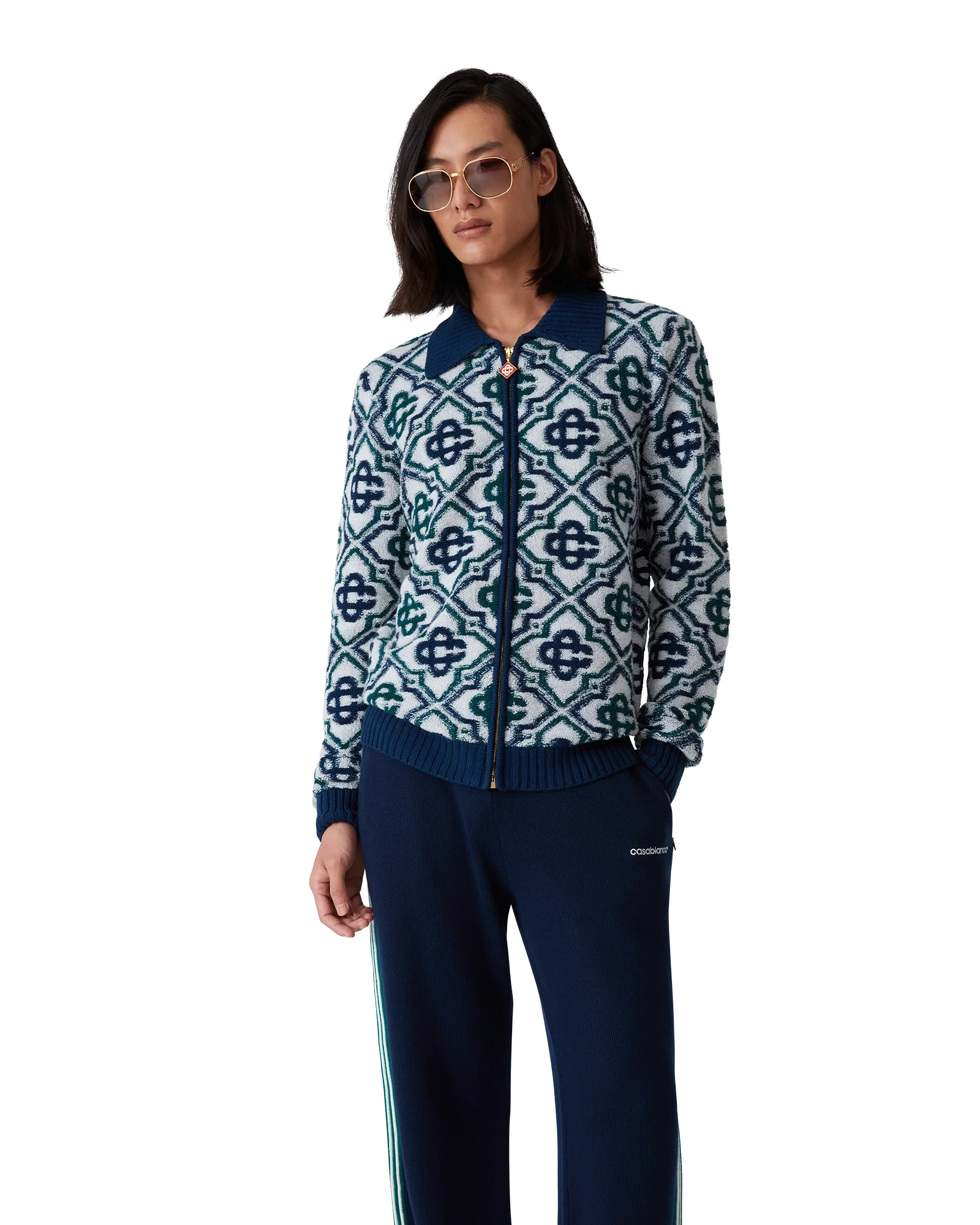 Monogram Knit Zip Jumper