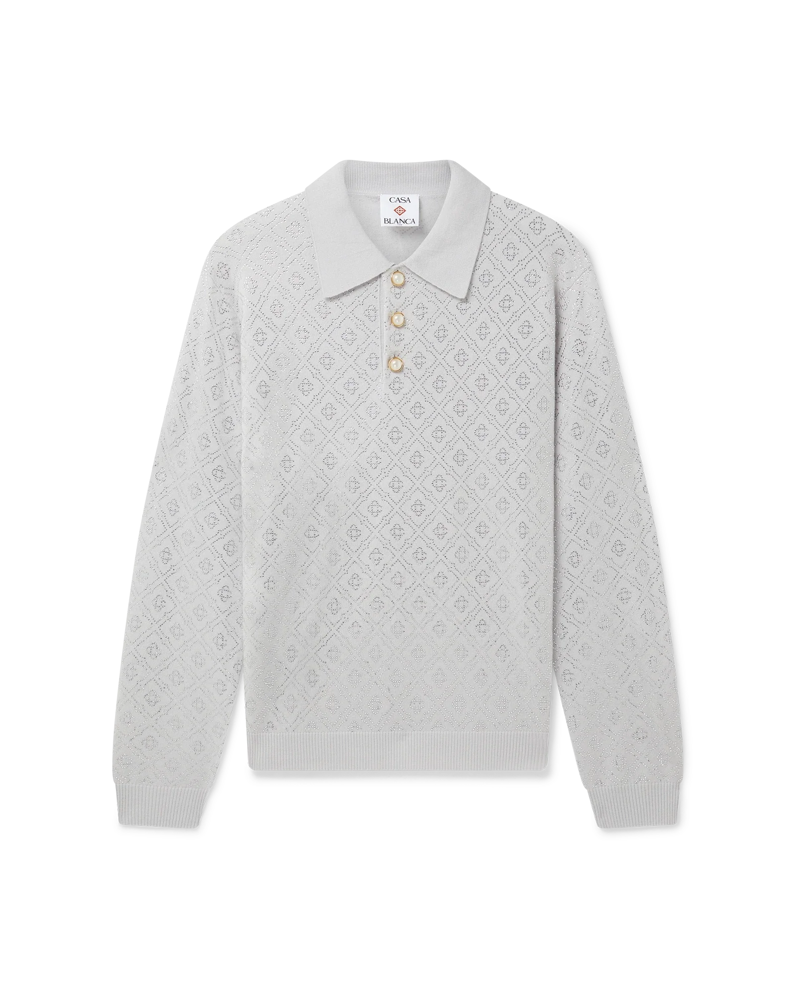 Crystal Monogram Knit Polo Shirt