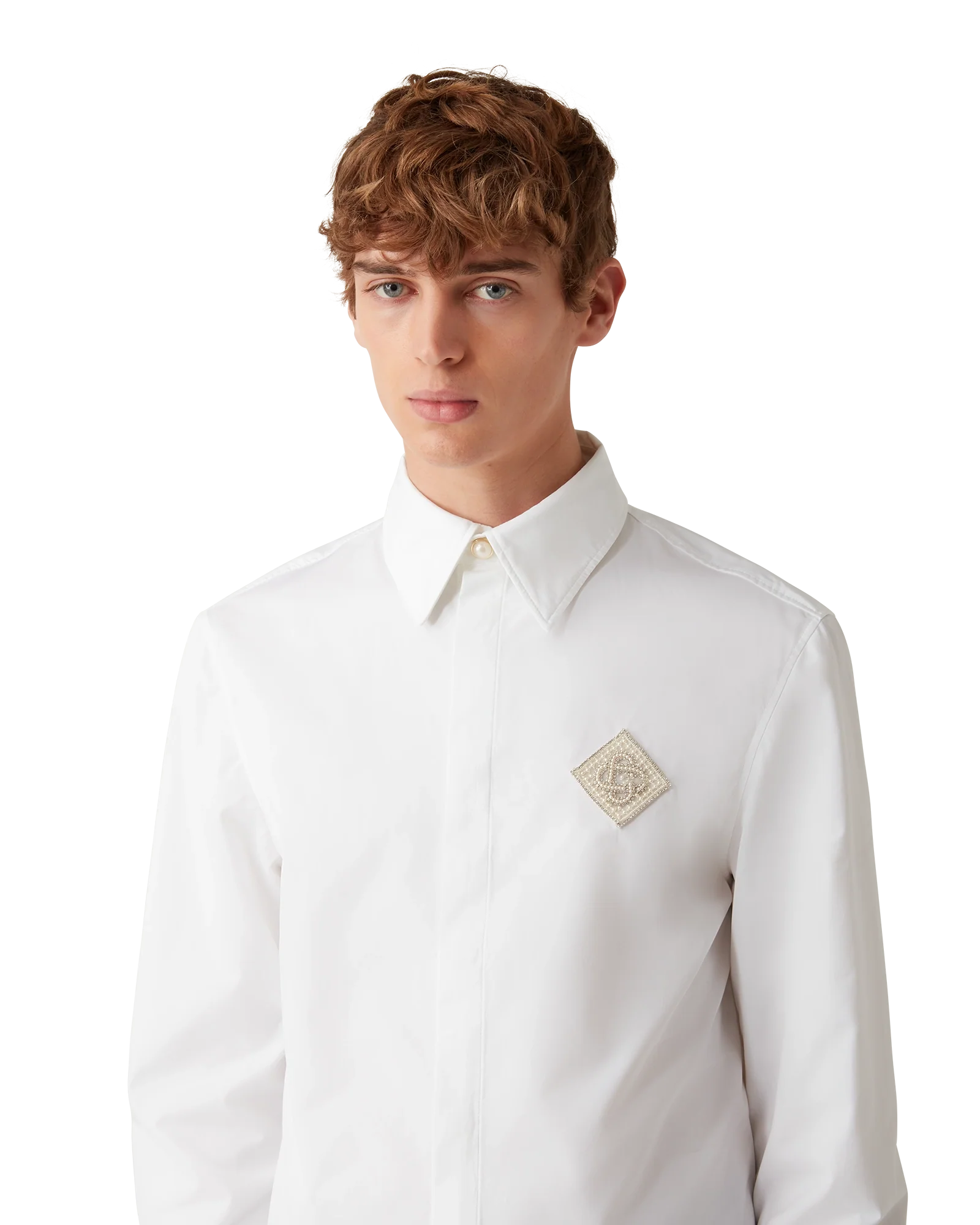Pearl Diamond Patch Cotton Shirt