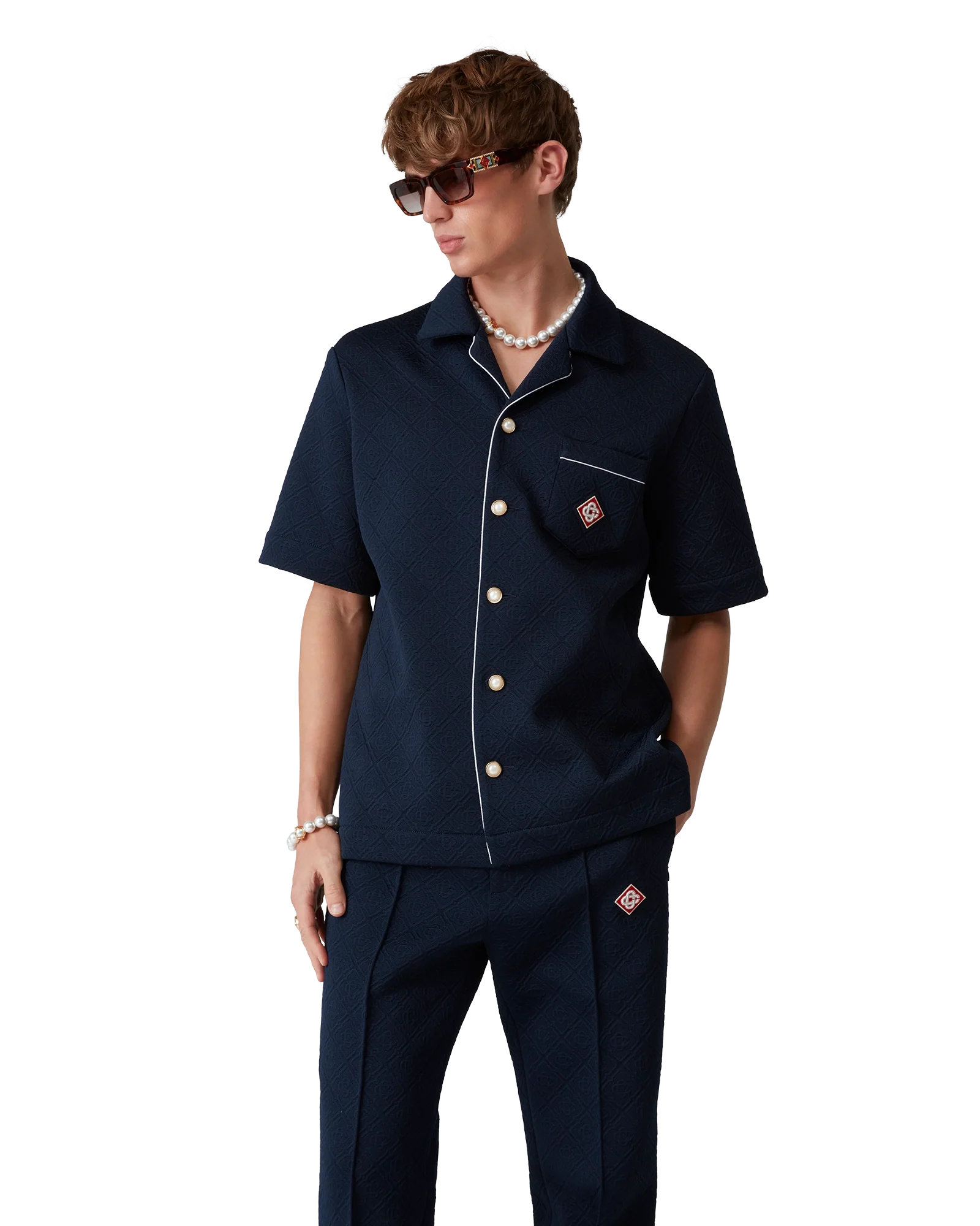 Jacquard Monogram Short Sleeve Shirt