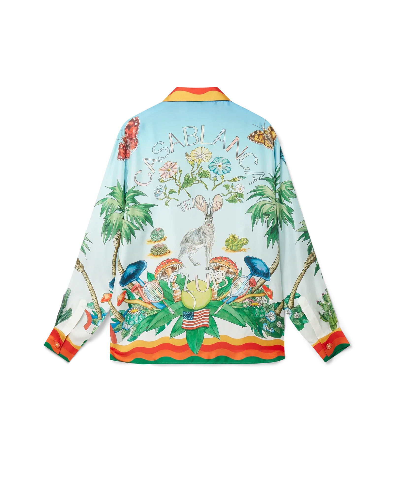 Palm Springs Tennis Club Cuban Collar Long Sleeve Silk Shirt
