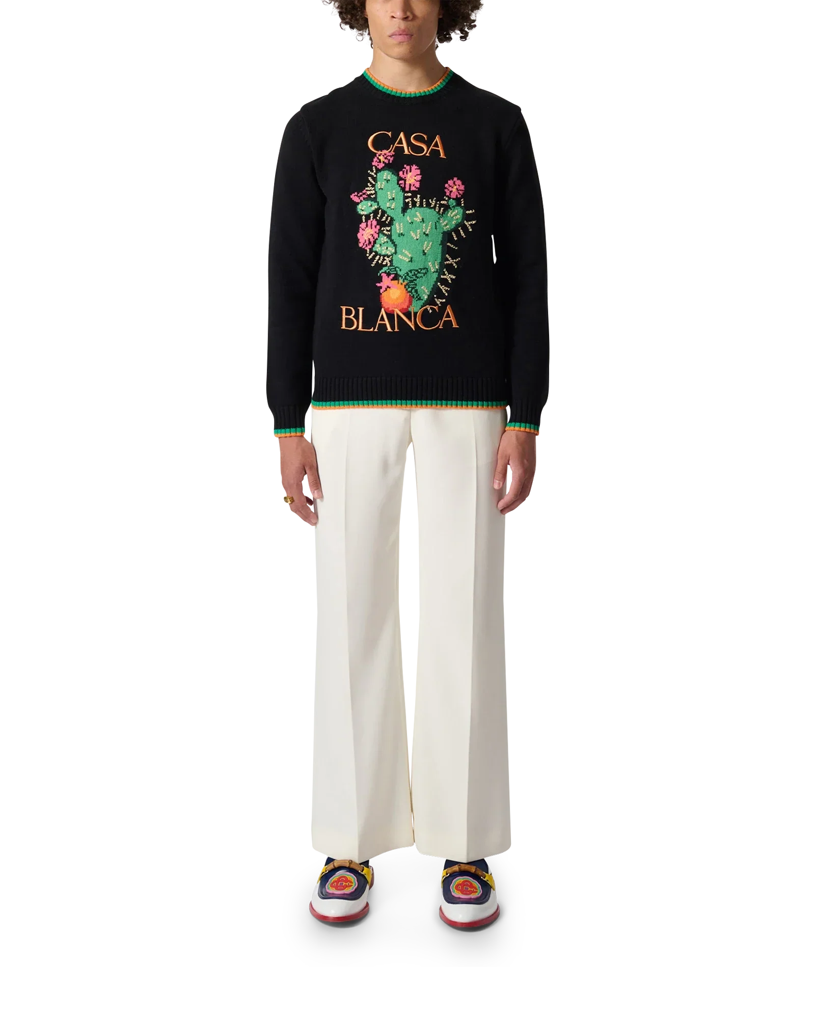 Cactus Et Orange Intarsia Sweater