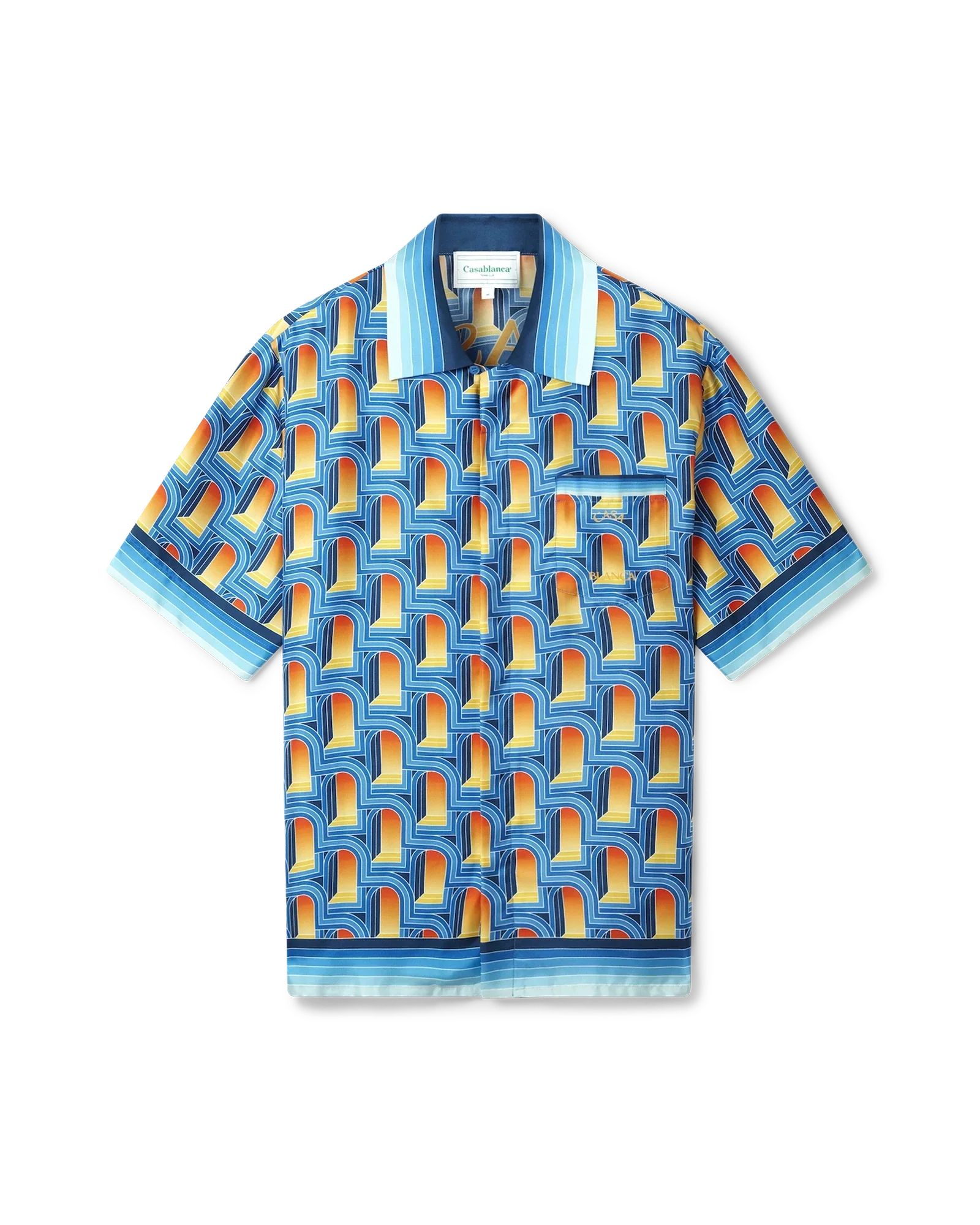 L'Arche De Nuit Cuban Collar Short Sleeve Silk Shirt