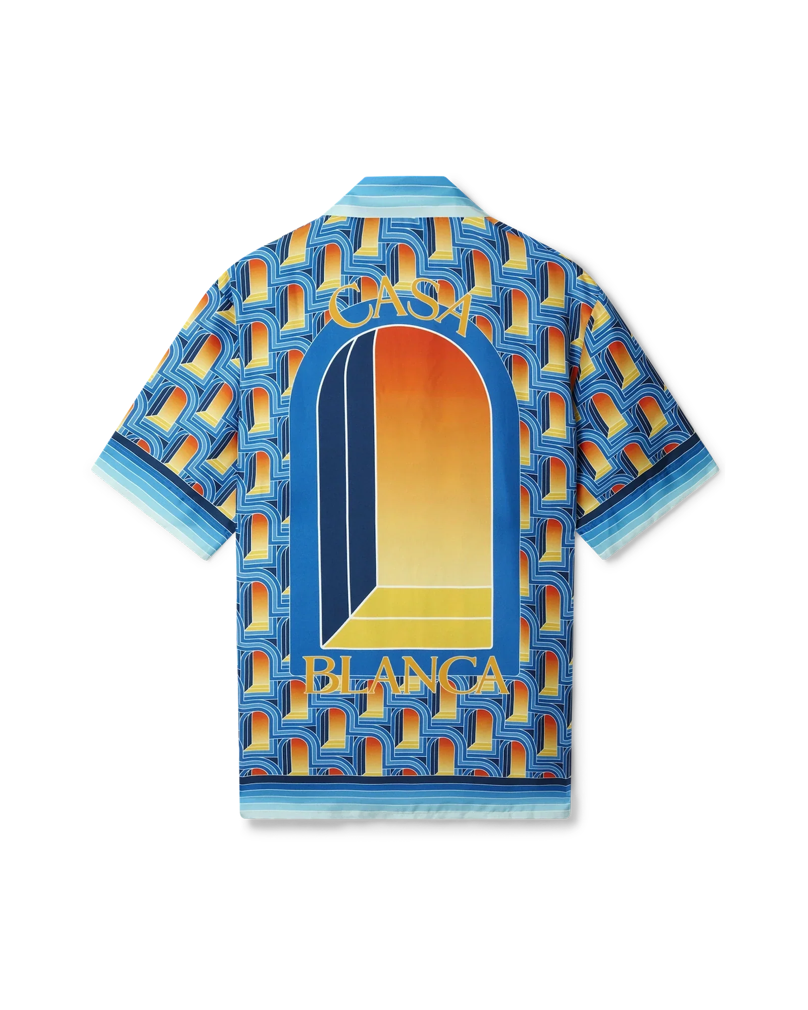 L'Arche De Nuit Cuban Collar Short Sleeve Silk Shirt