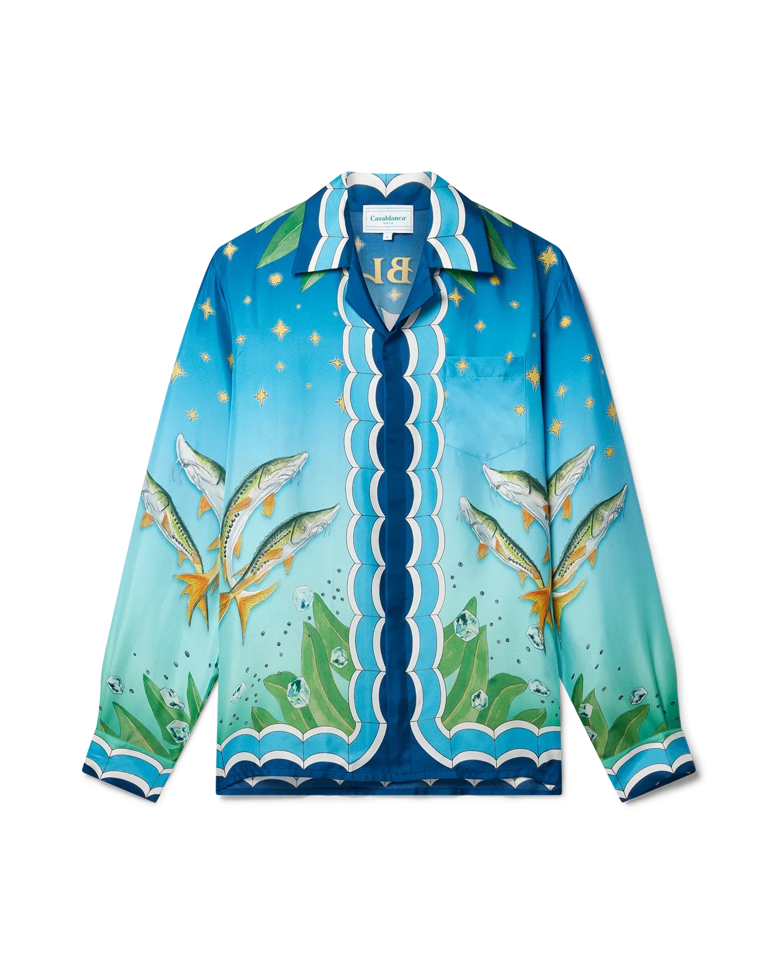 Casablanca Caviar Club Cuban Collar Silk Shirt