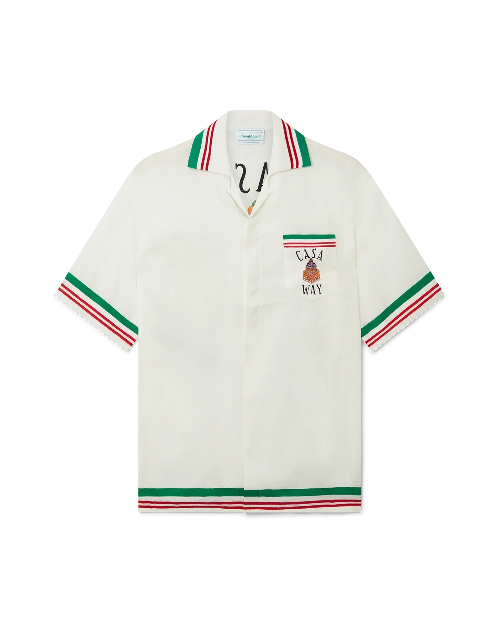 Casa Way Knitted Collar Short Sleeve Silk Shirt