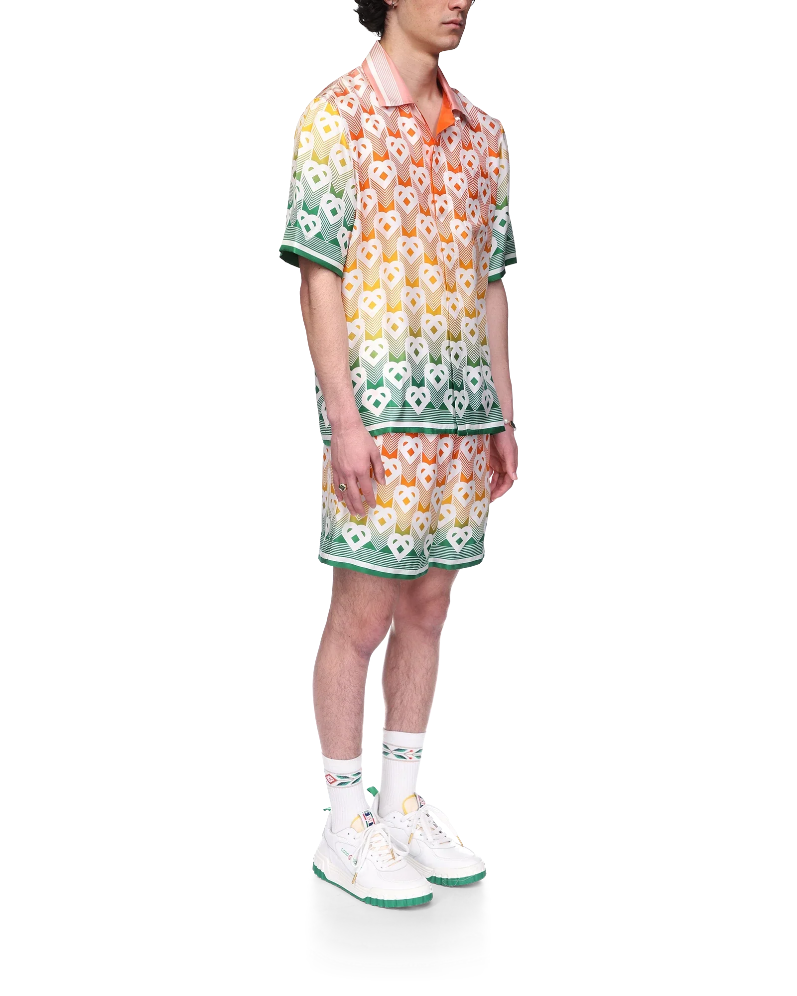 Gradient Heart Monogram Silk Shirt