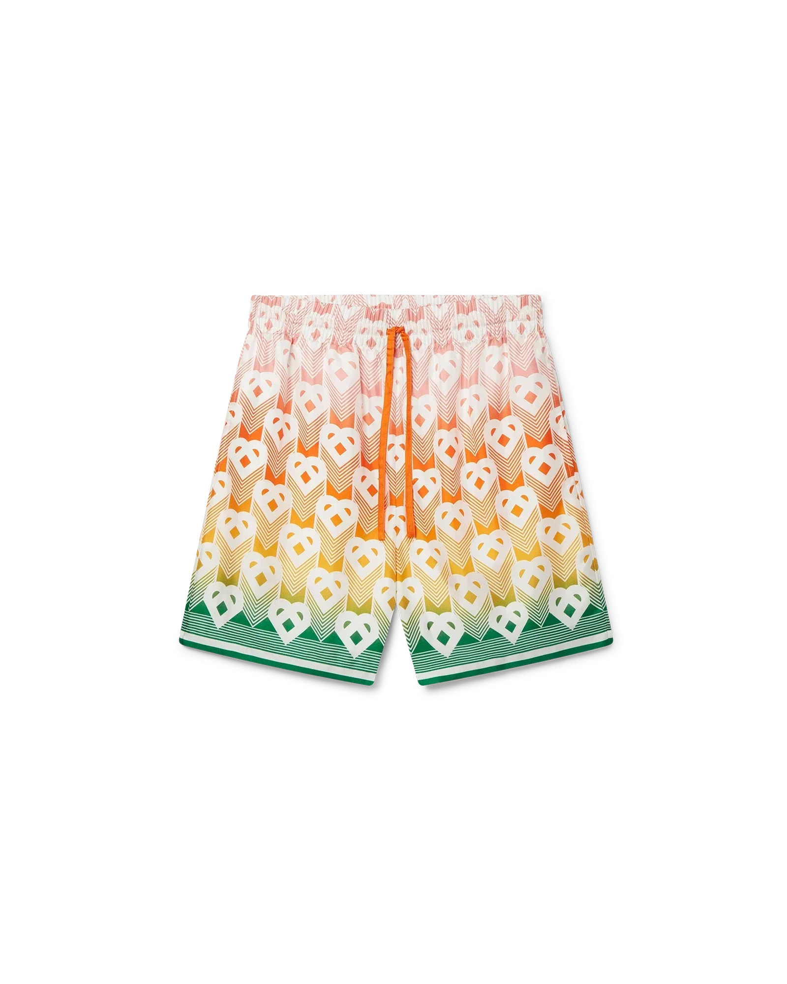 Gradient Heart Monogram Silk Shorts