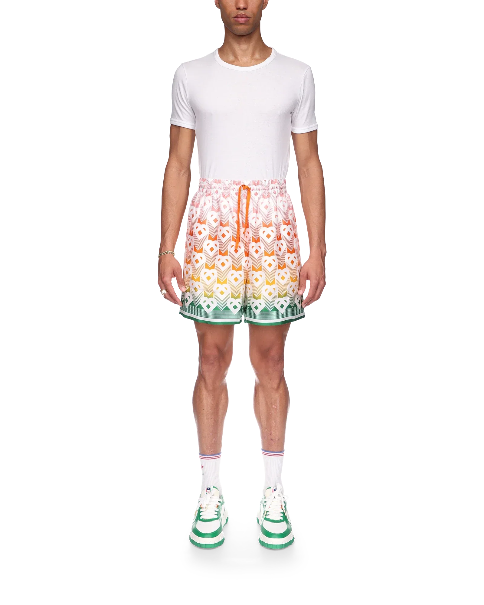 Gradient Heart Monogram Silk Shorts