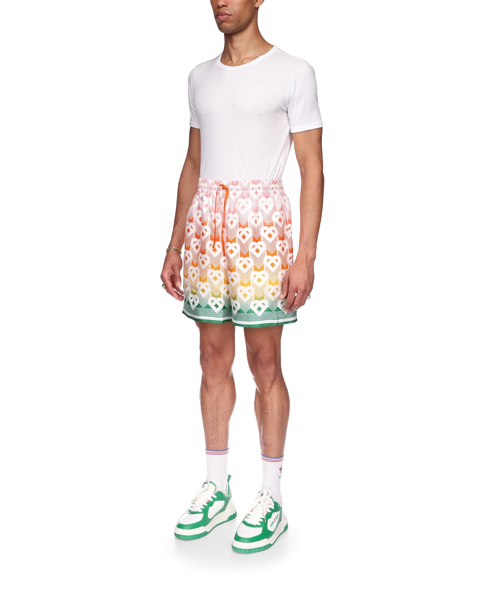 Gradient Heart Monogram Silk Shorts