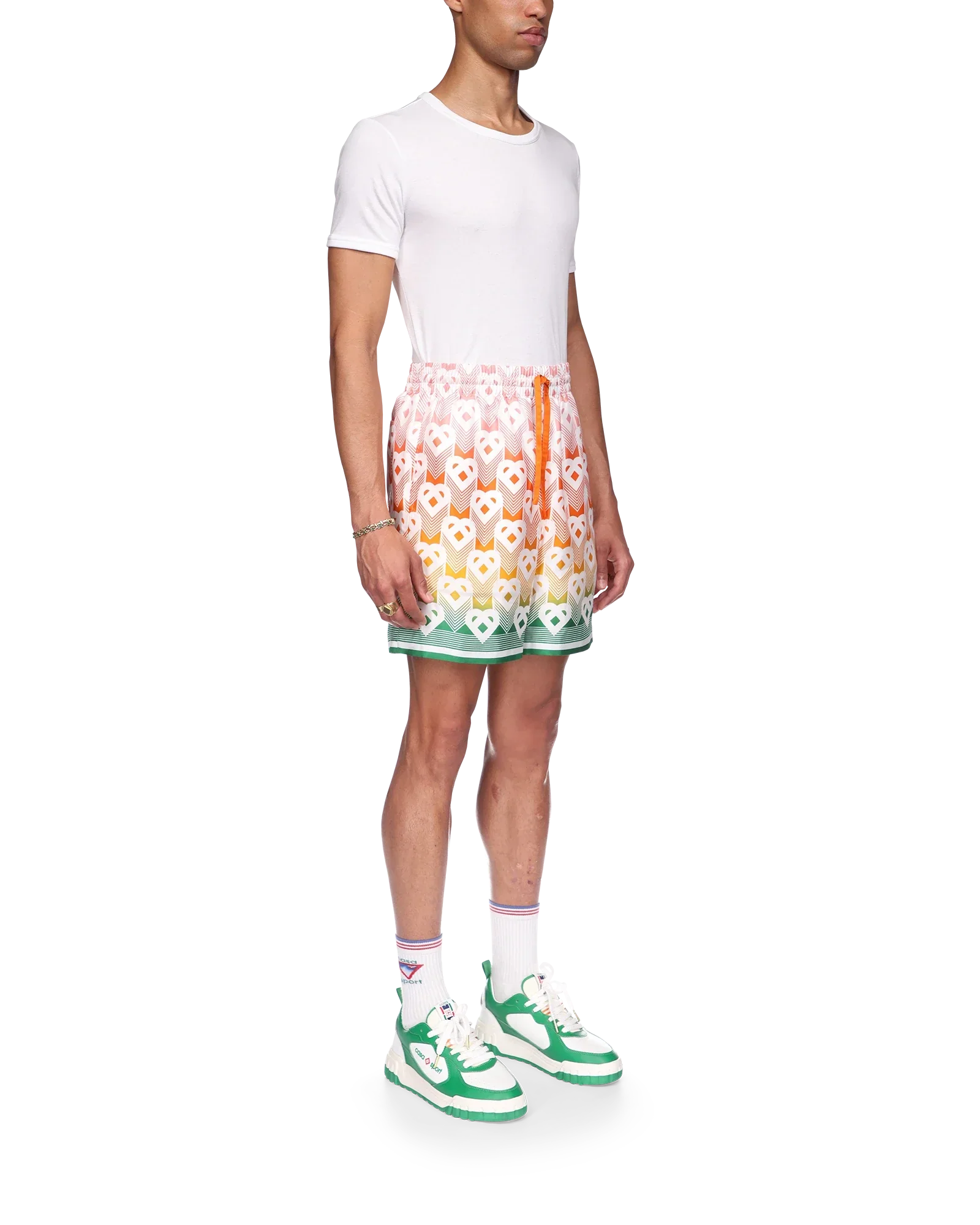 Gradient Heart Monogram Silk Shorts