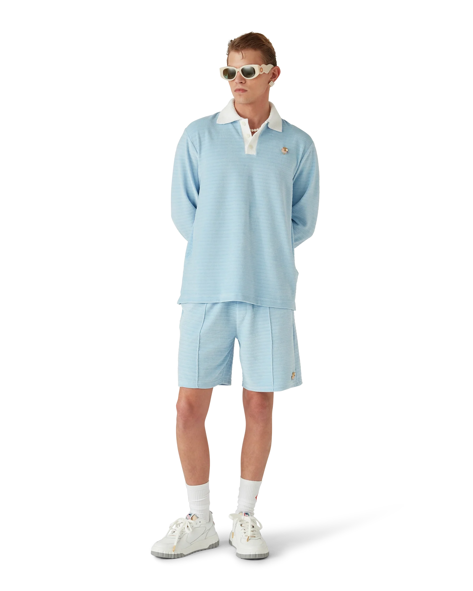 Velour Stripe Polo Shirt