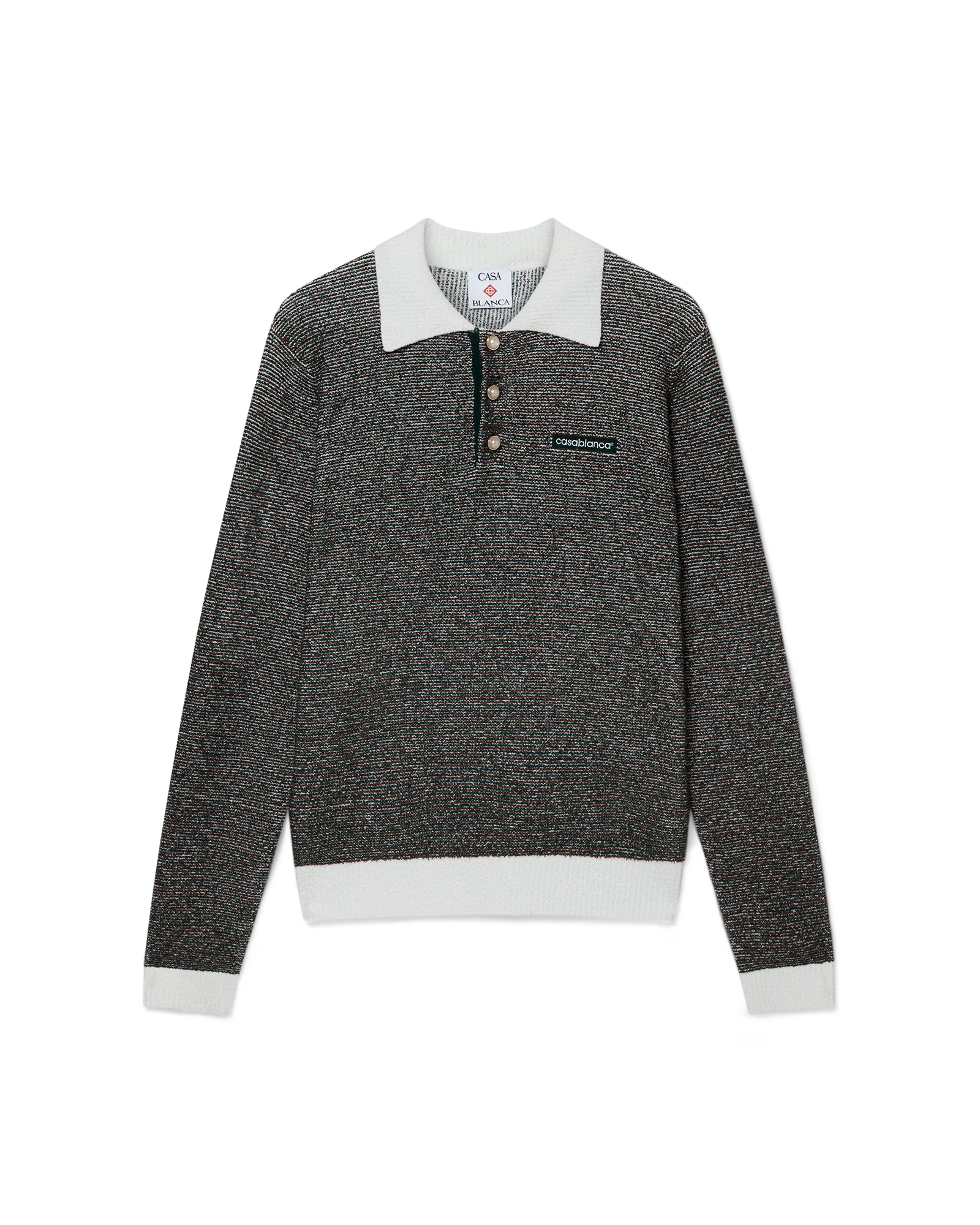Boucle Stripe Long Sleeve Polo Shirt