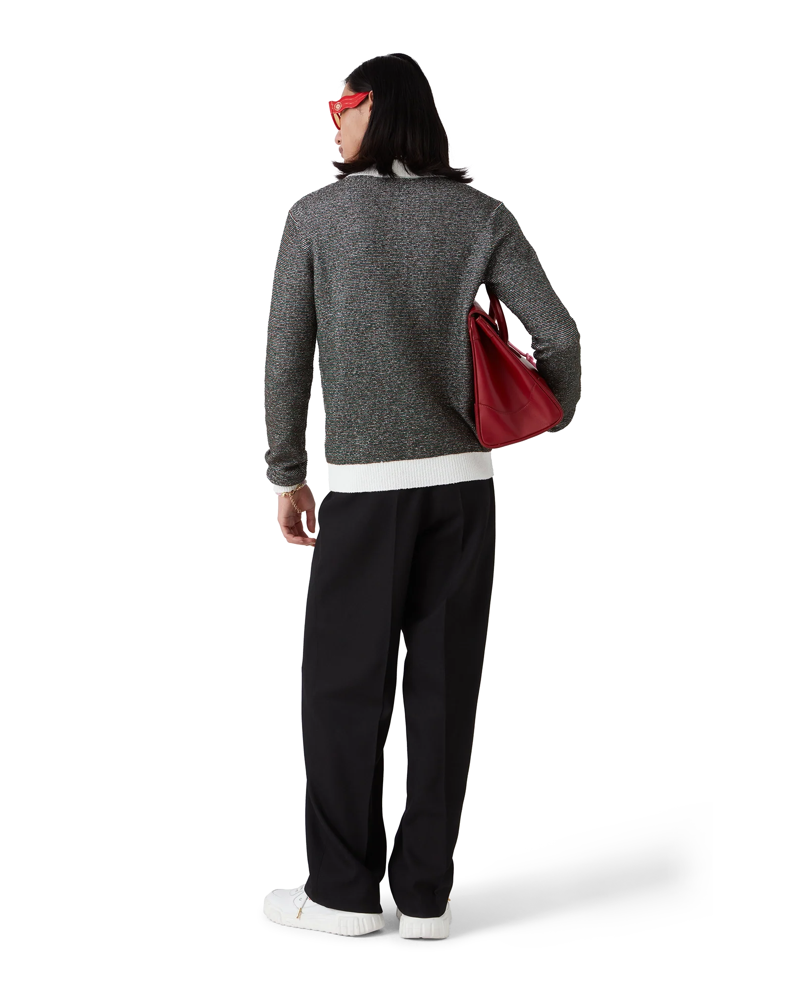 Boucle Stripe Long Sleeve Polo Shirt