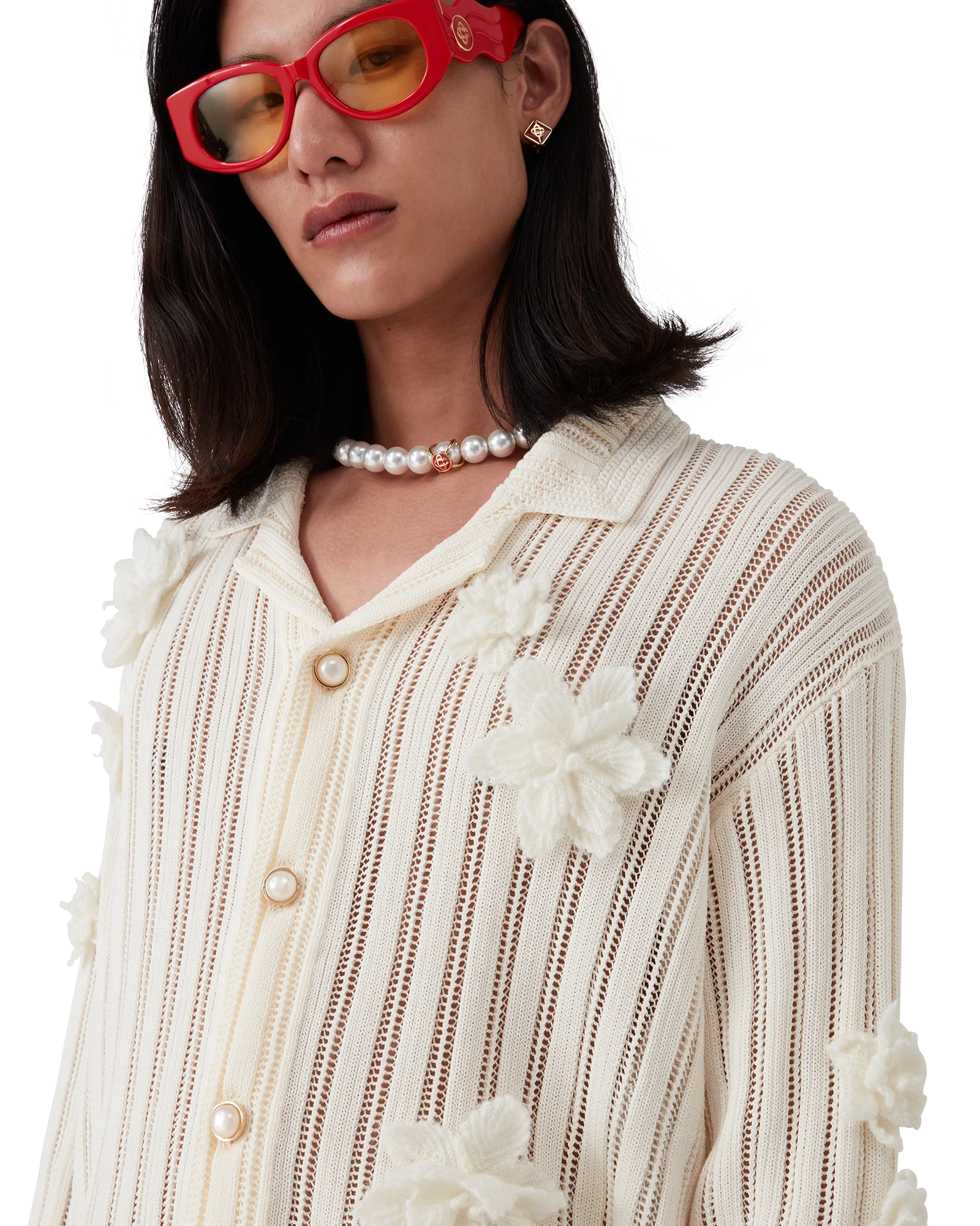 Flower Lace Knit Shirt