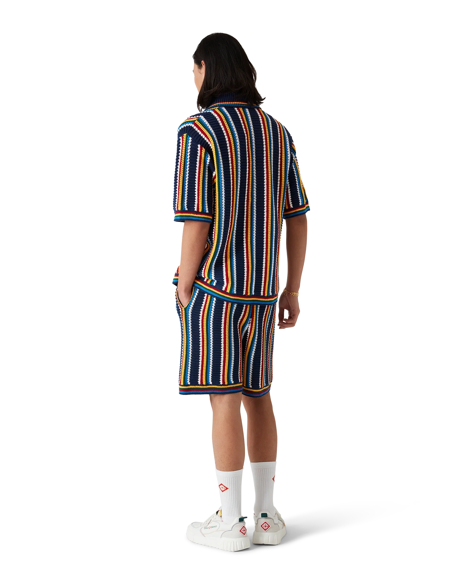 Crochet Short Sleeve Stripe Shirt
