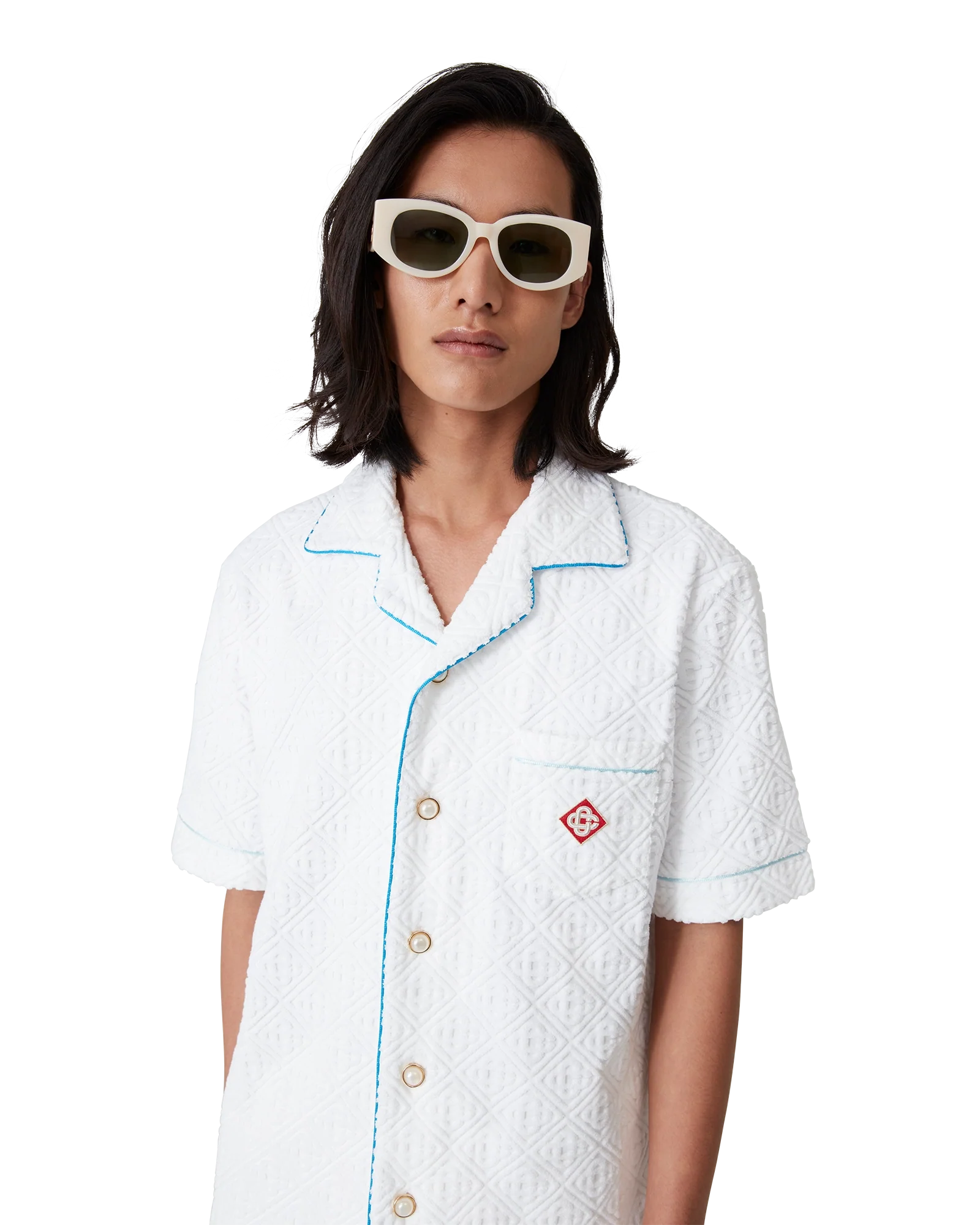 Tennis Stripe Short Sleeve Towelling Shirt