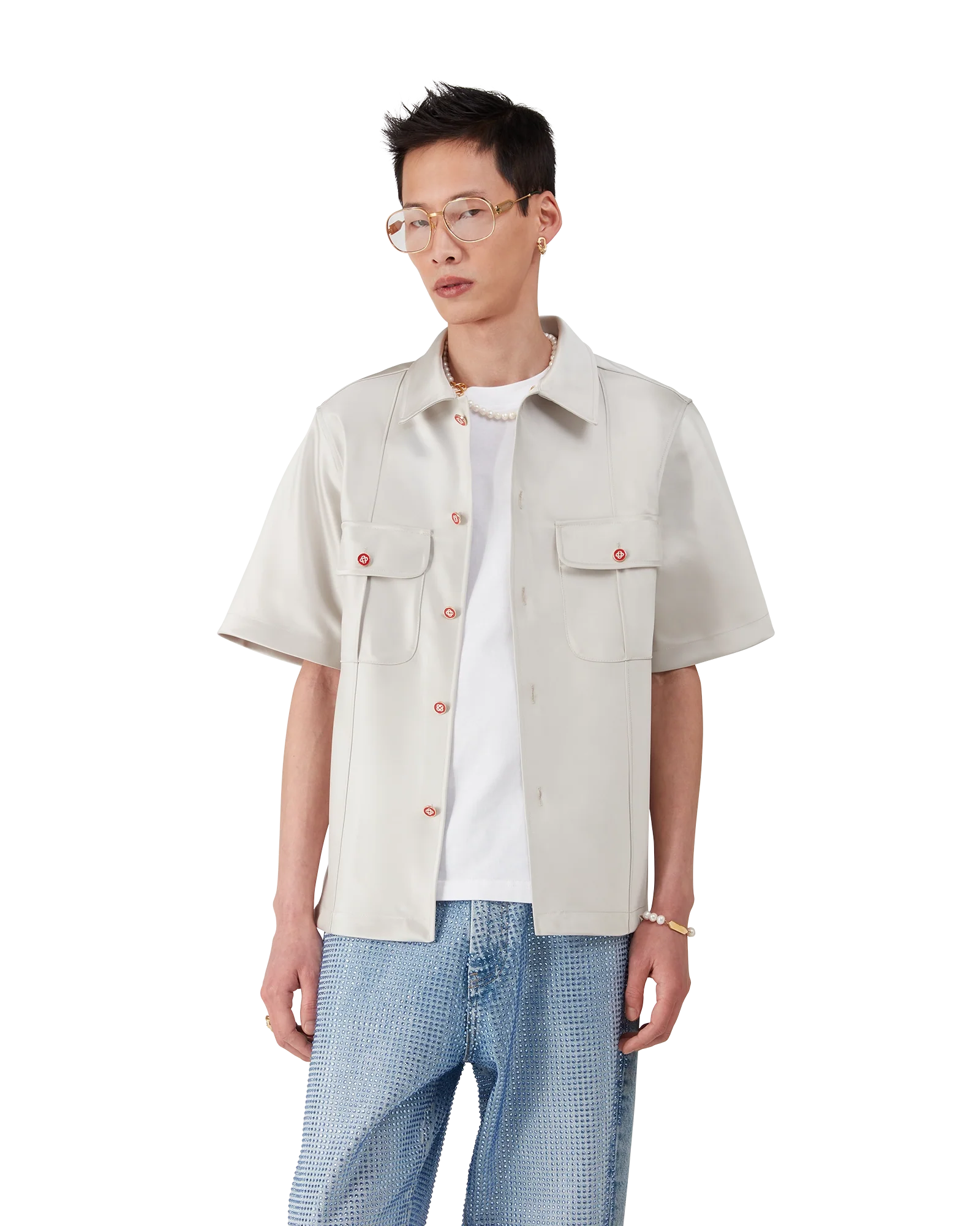 Duchesse Satin Short Sleeve Shirt