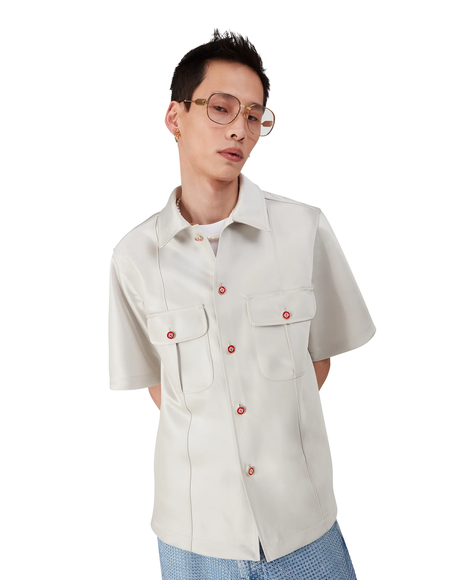 Duchesse Satin Short Sleeve Shirt