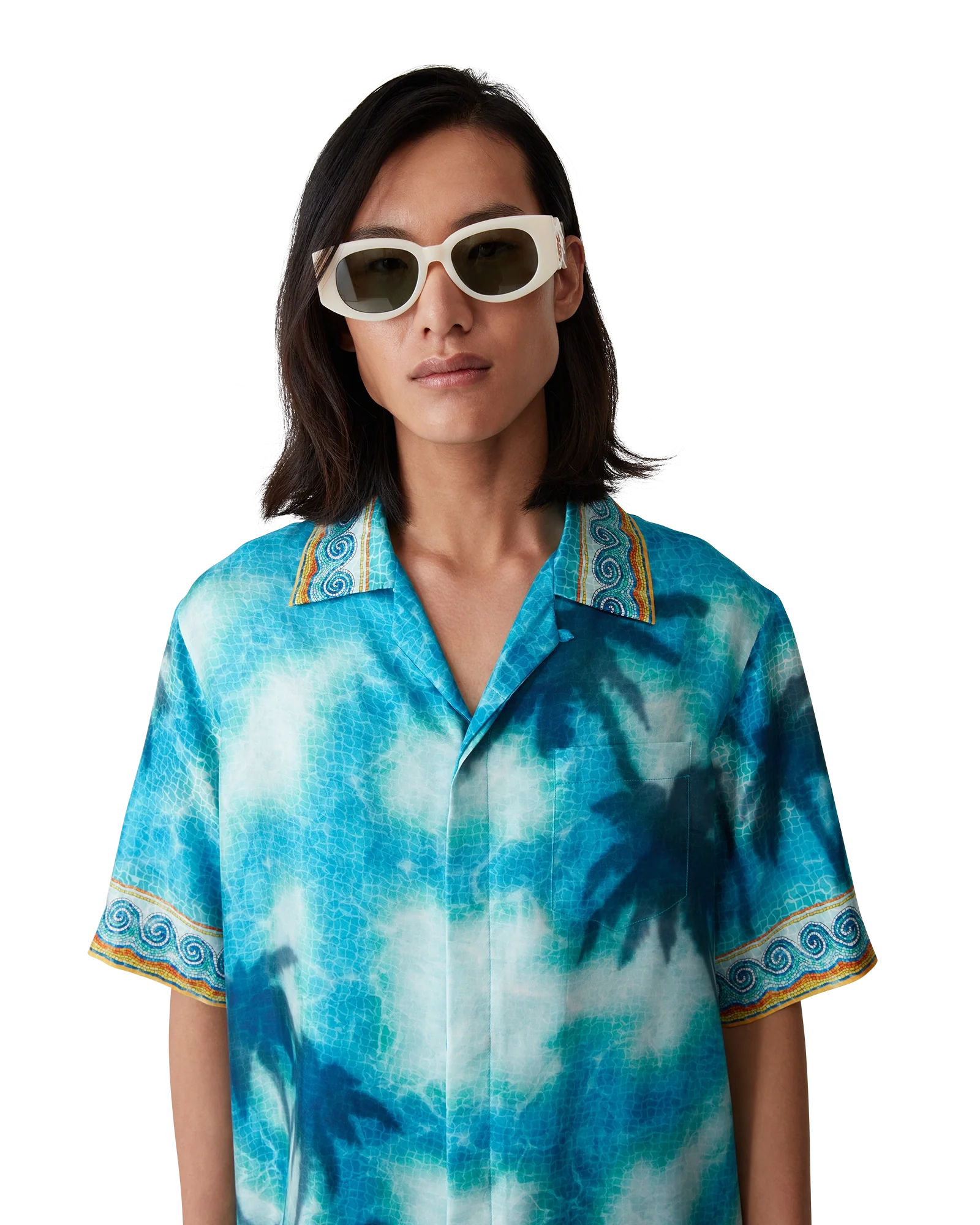 Poolside Emblem Short Sleeve Silk Shirt