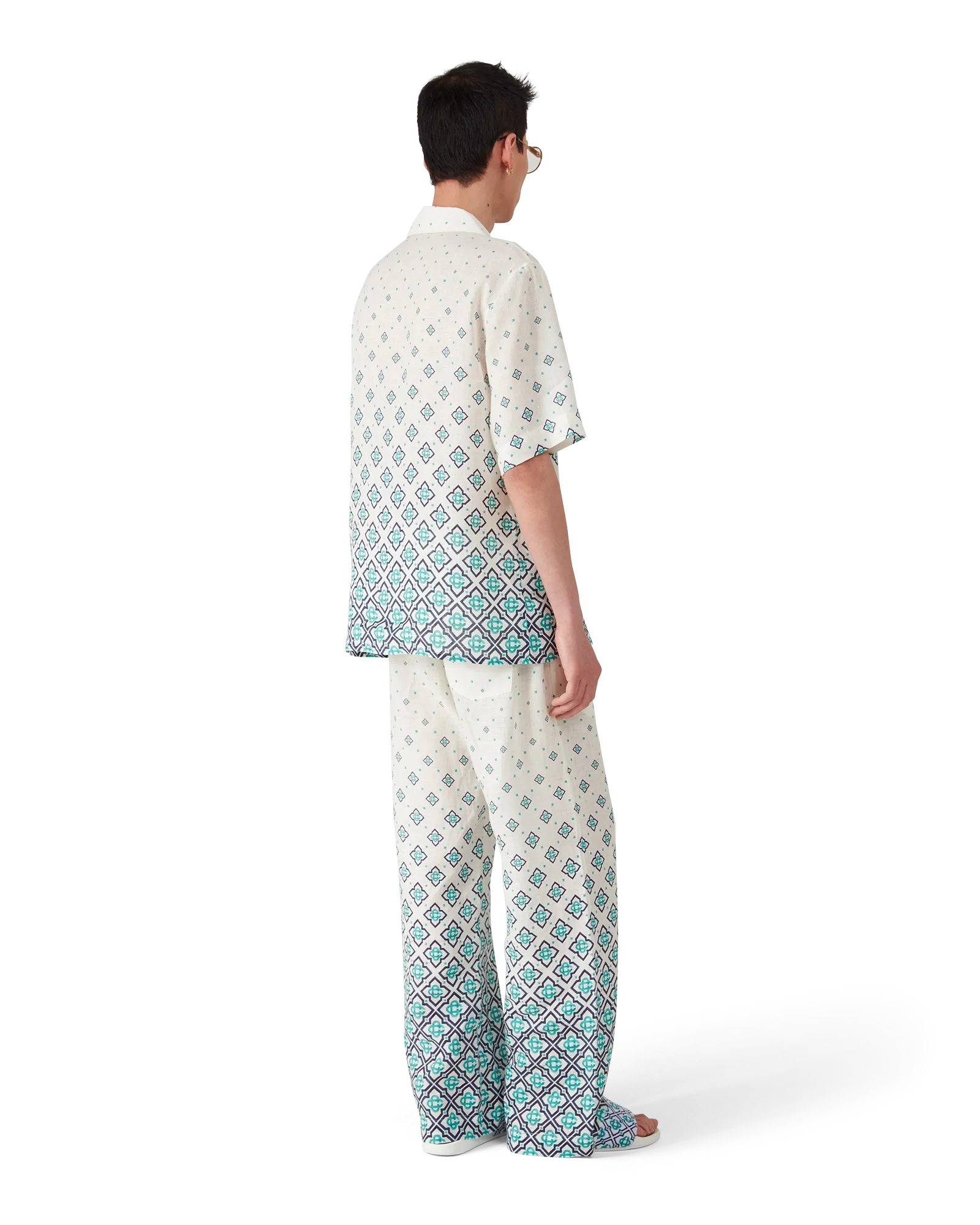 Gradient Monogram Linen Trousers