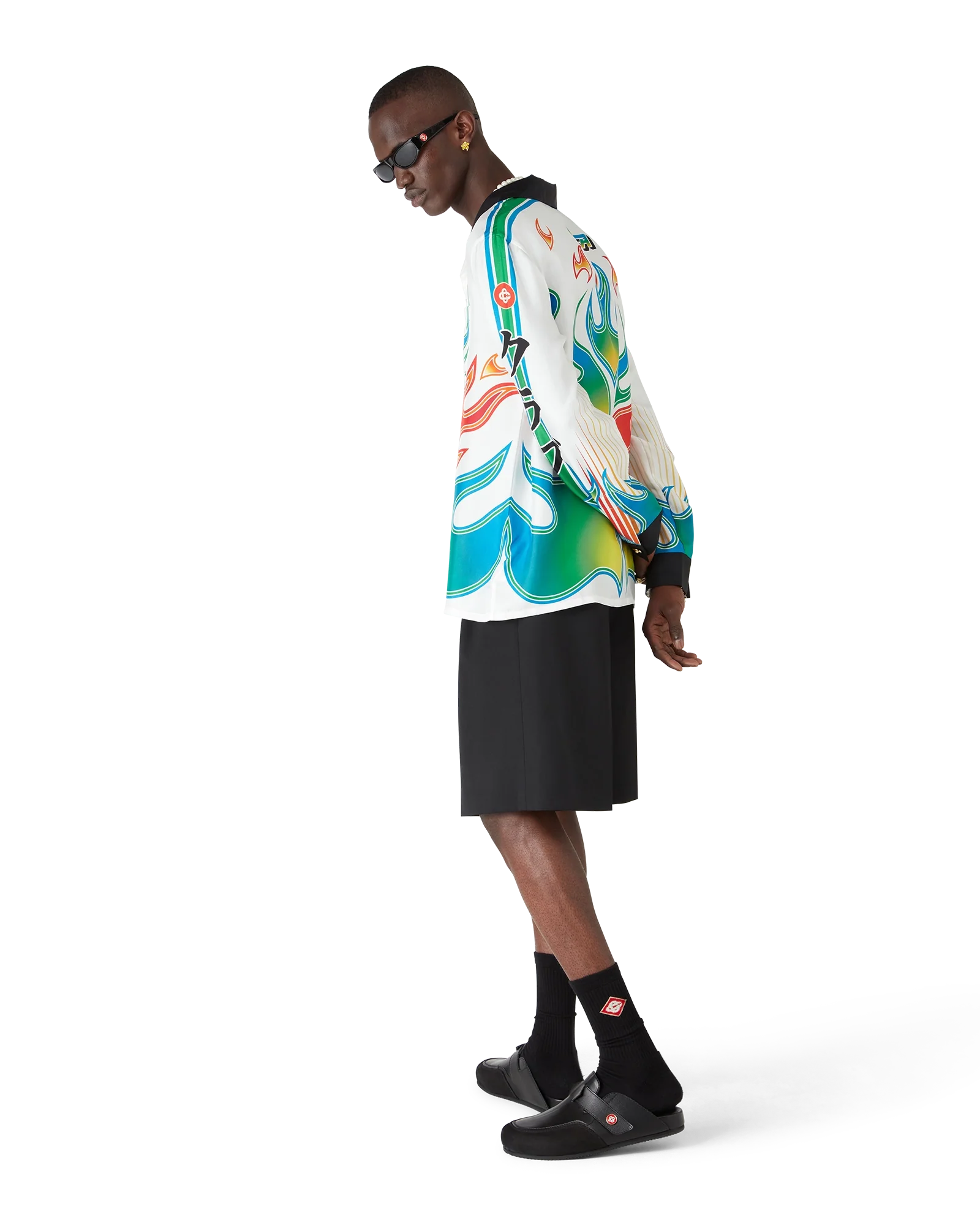 Flame Laurel Long Sleeve Silk Twill Shirt