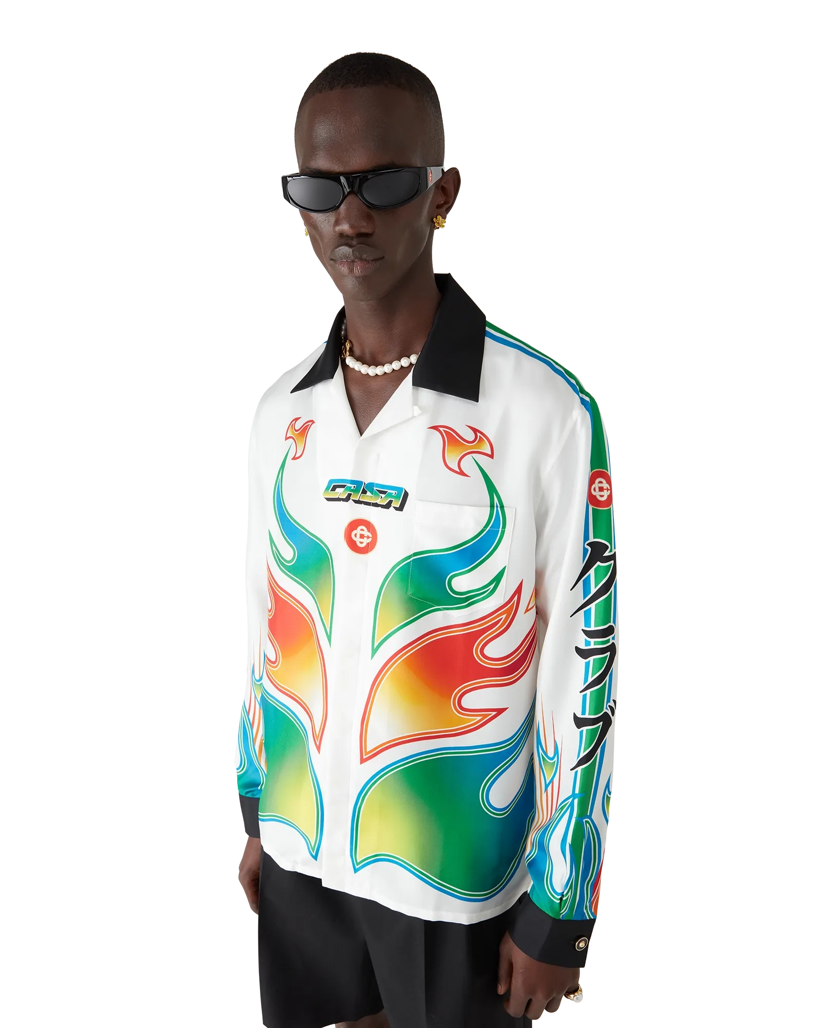 Flame Laurel Long Sleeve Silk Twill Shirt